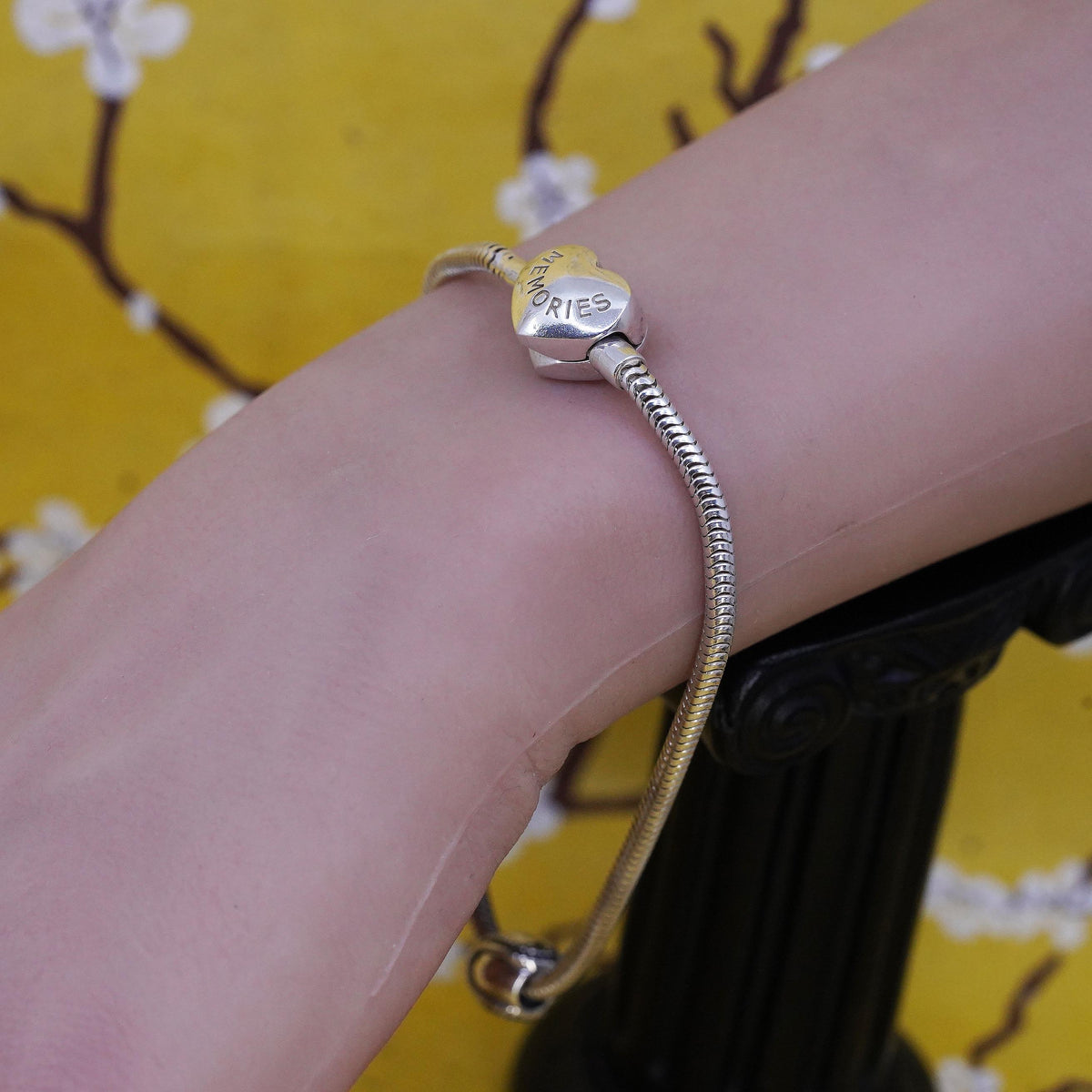 6.25", Italian sterling silver bracelet, 925 snake chain baseball charm heart