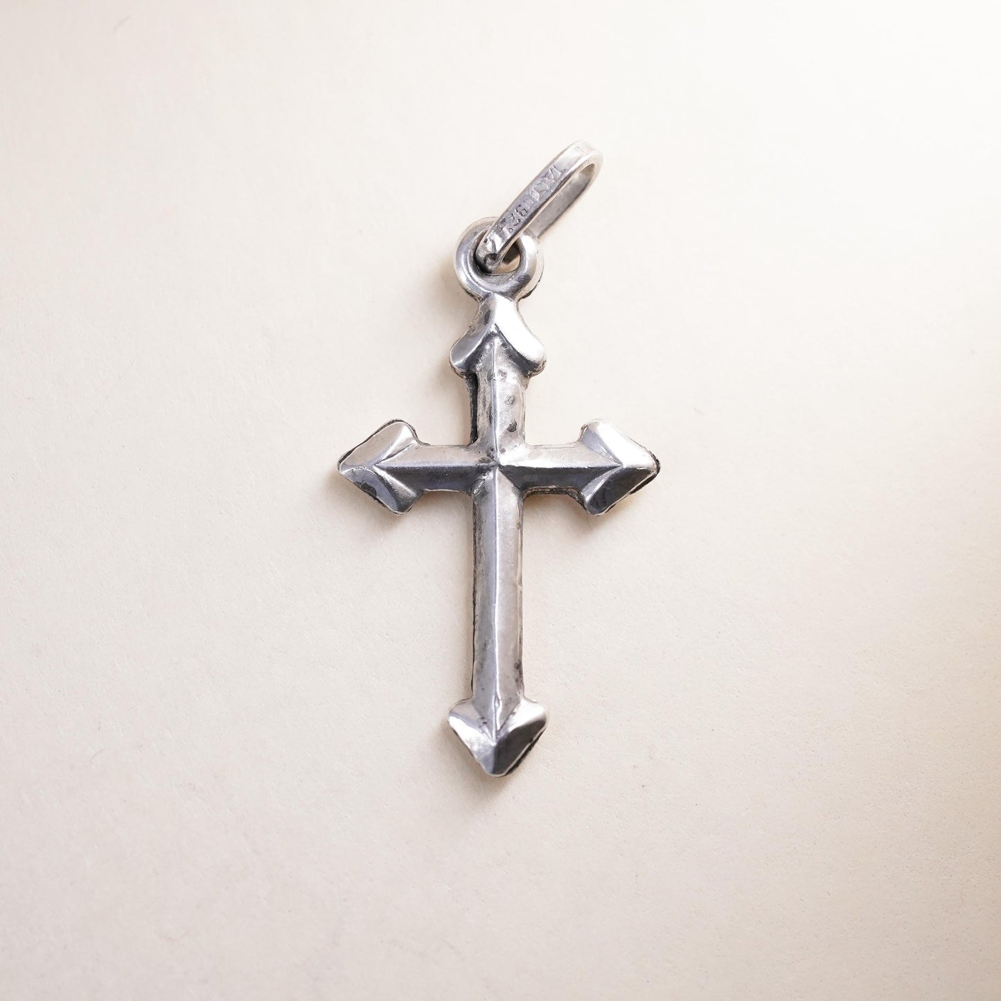 Vintage handmade Sterling silver pendant, 925 cross charm