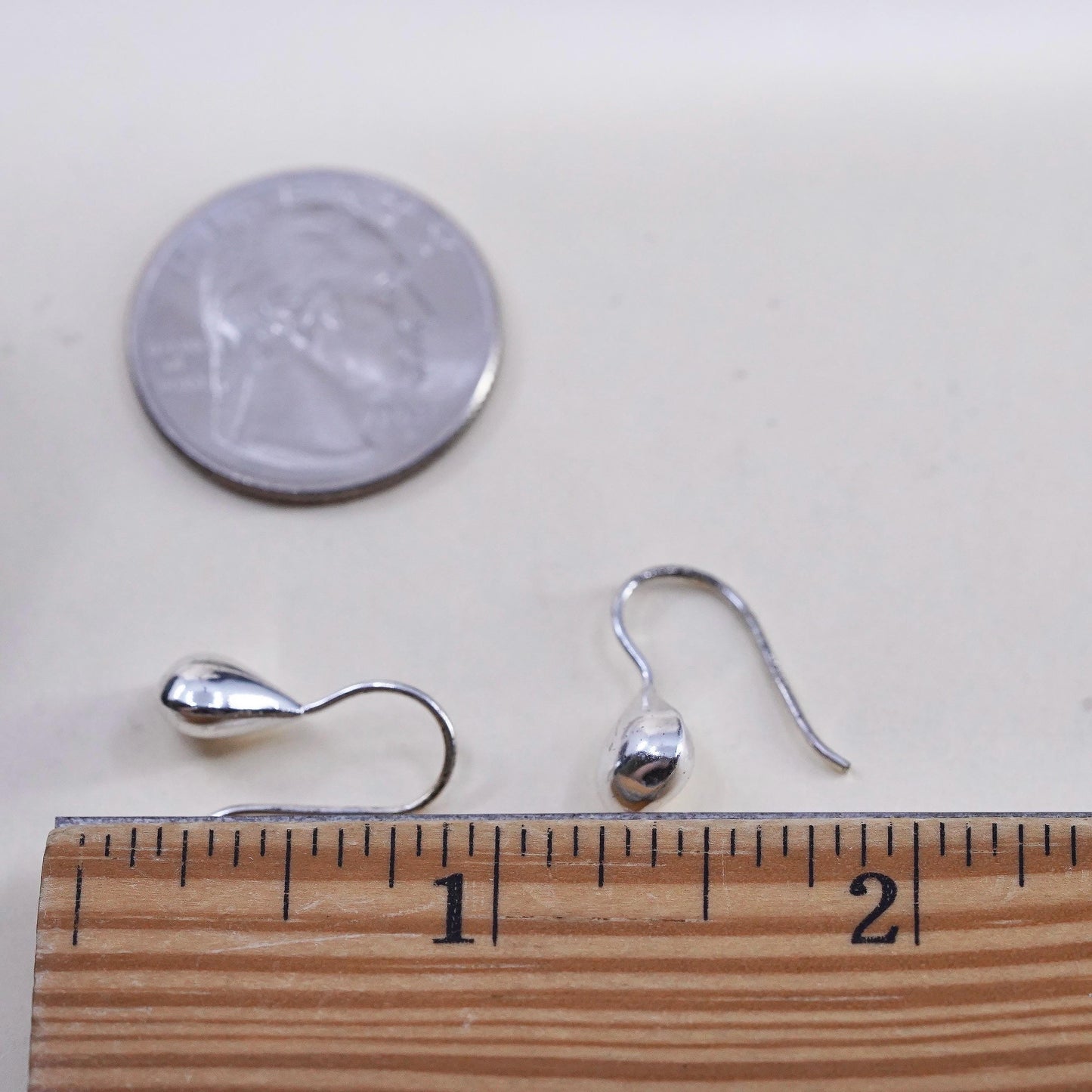 Vintage IBB Sterling Silver Small Teardrop Dangles Earrings 925