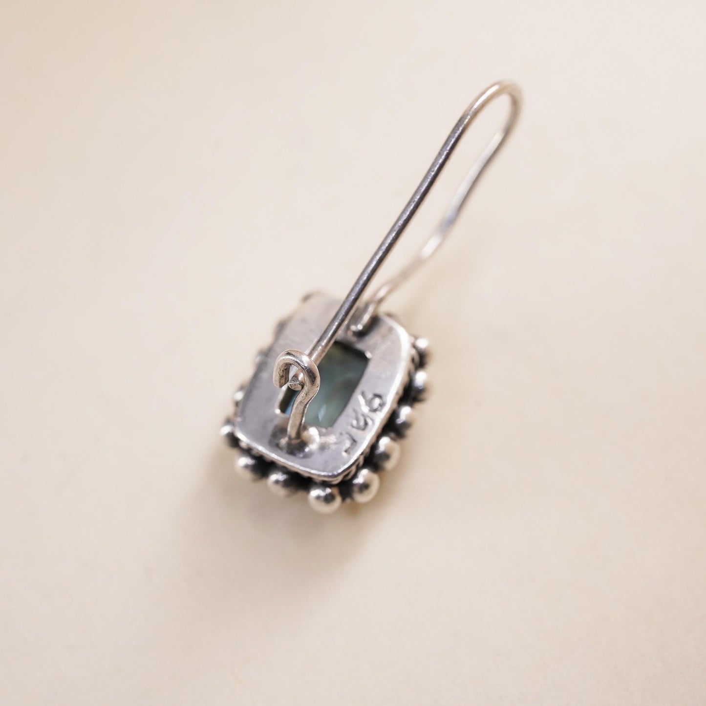 Southwestern sterling silver 925 handmade single earring with topaz and beads