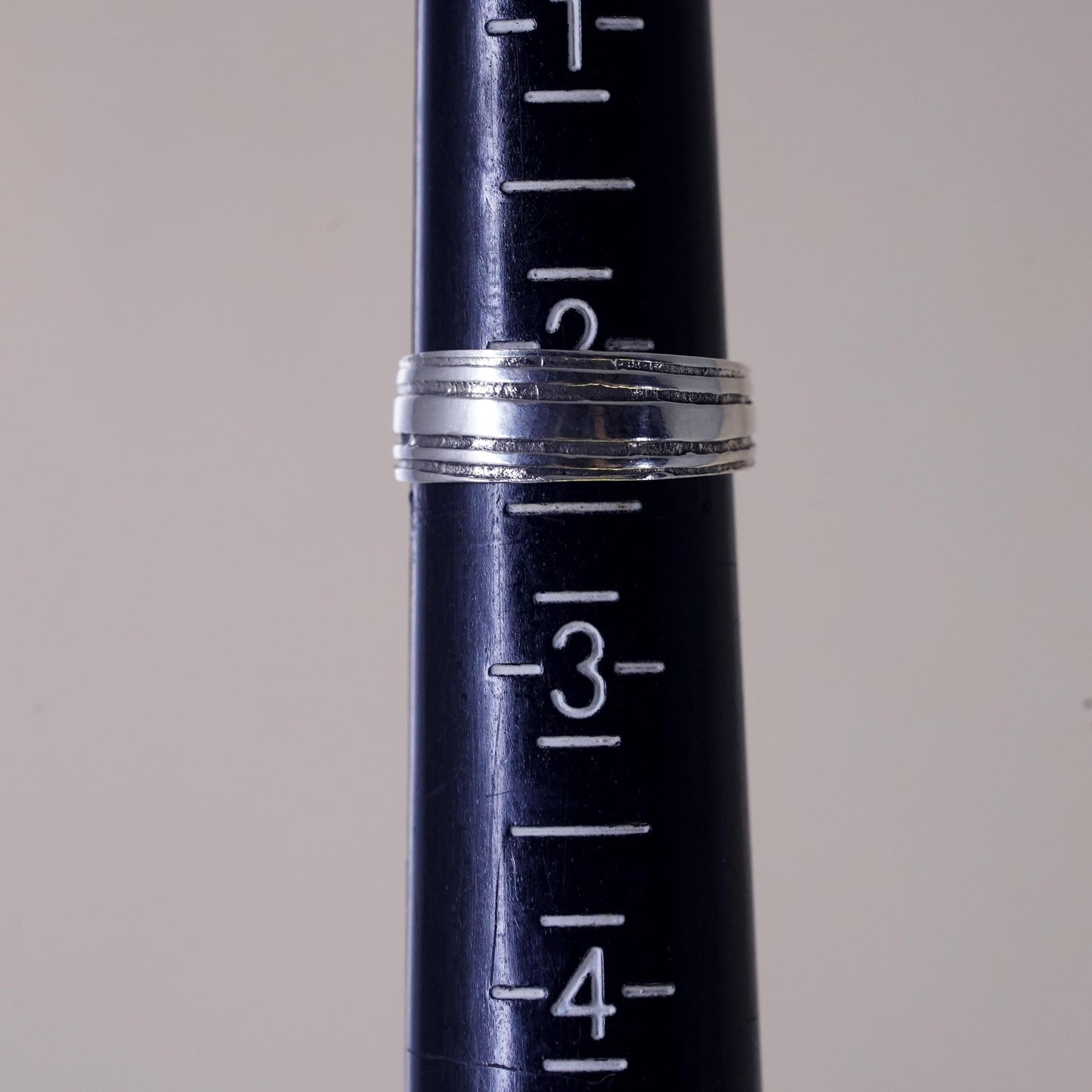 Size 2, vintage sterling silver handmade ring, 925 ribbed band