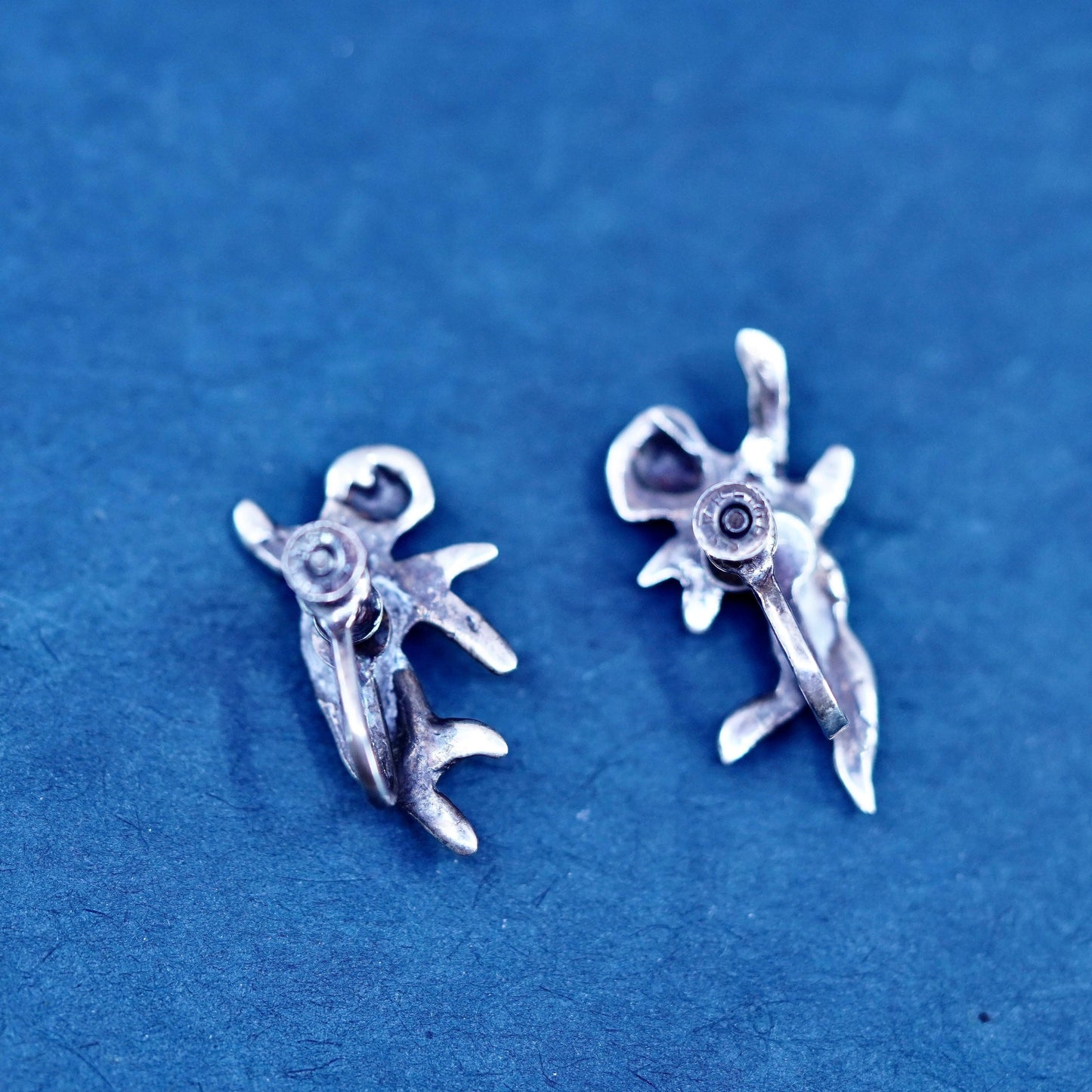 Vintage Sterling silver handmade earrings, 925 screw back Angel Jupiter