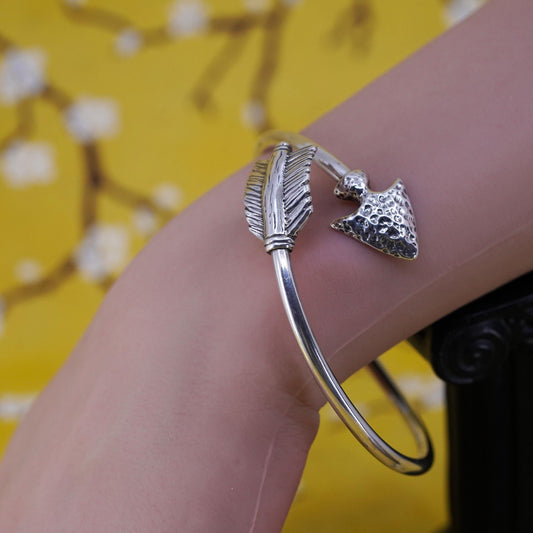 8”, southwestern Carolyn pollack Sterling silver arrow wrap bracelet, 925 cuff
