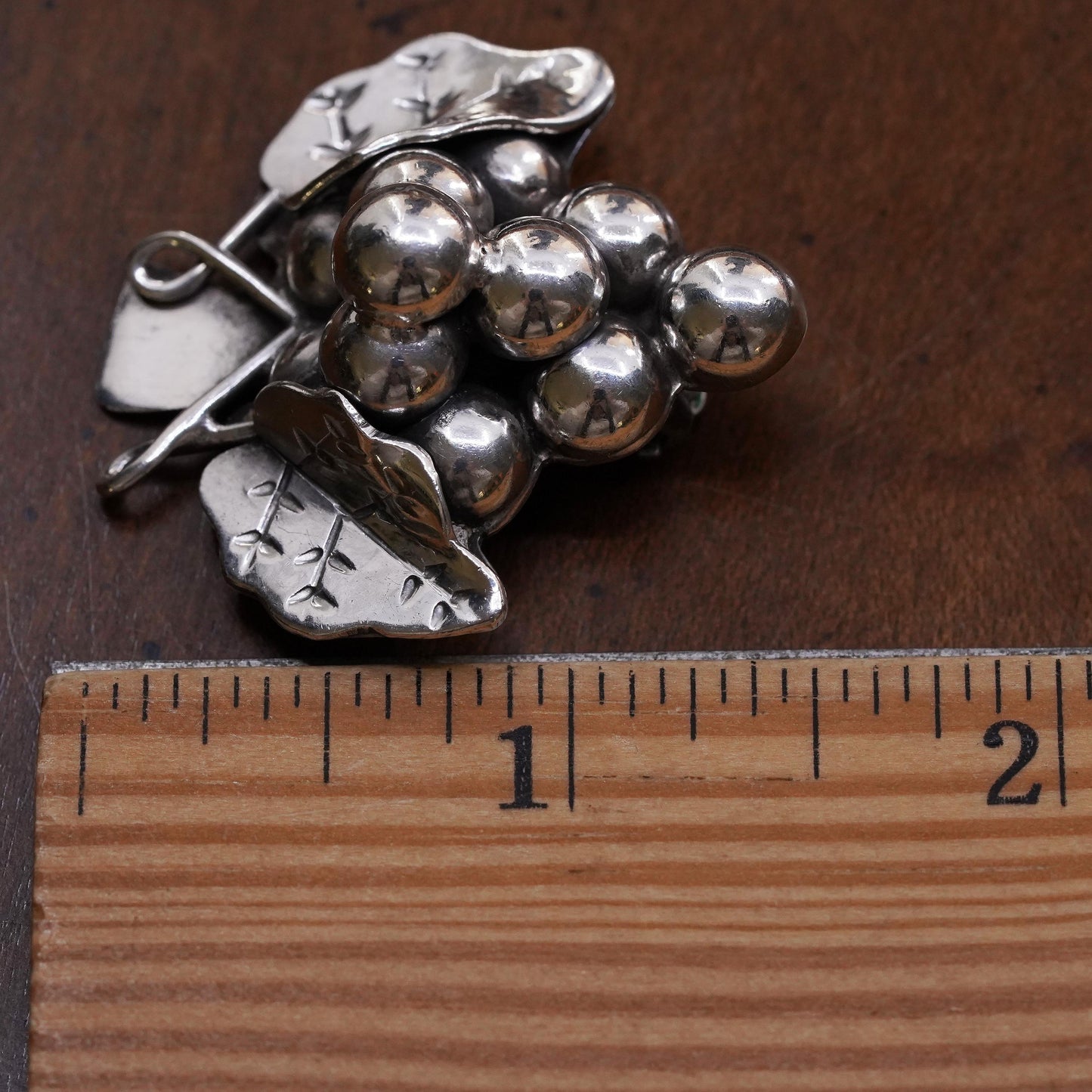 Vintage Mexican sterling silver handmade single earring, 925 silver grape clip on