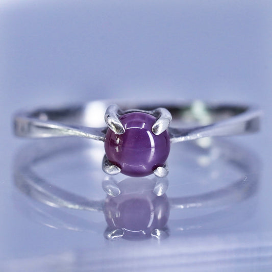 Size 7, vintage Sterling 925 silver handmade stackable ring with star ruby
