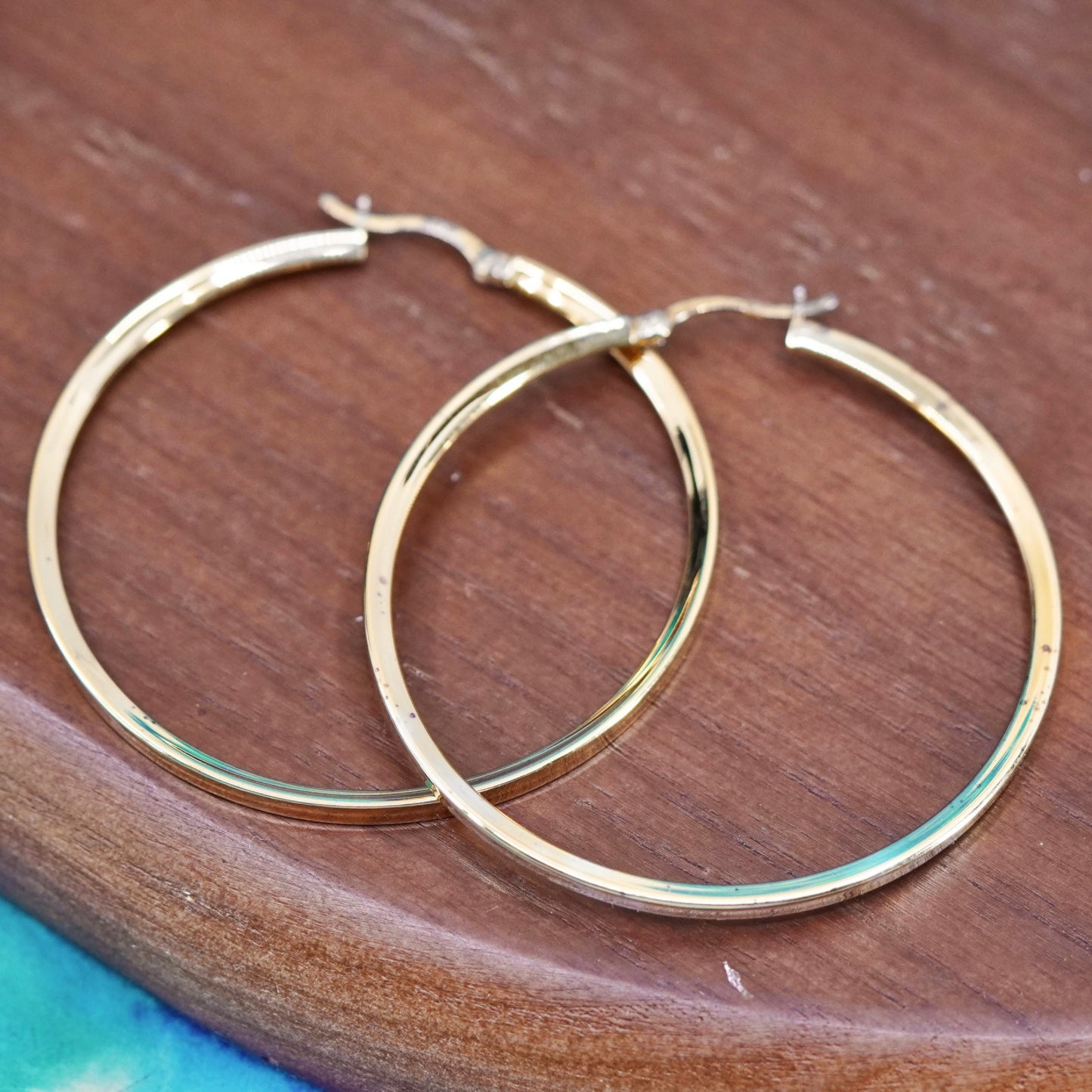 2”, vintage vermeil gold over Sterling silver handmade hoop earrings 925 huggie