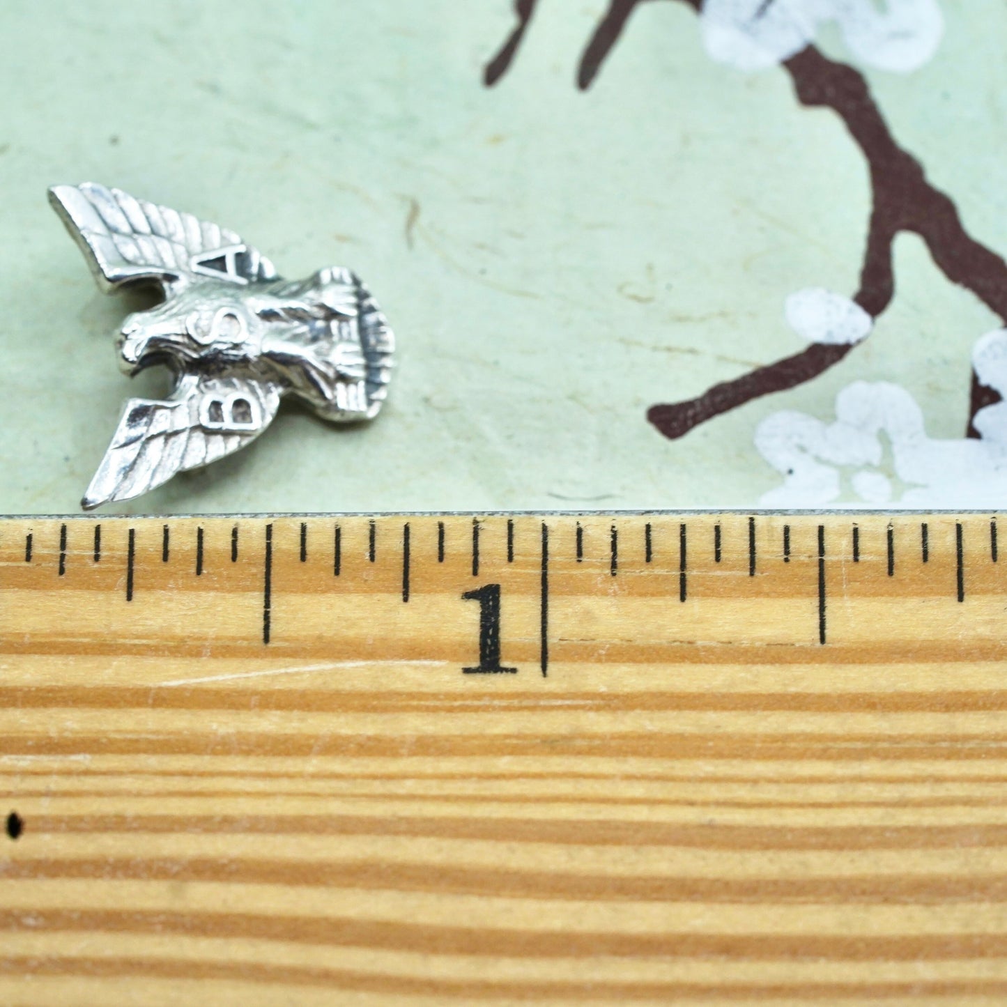 Vintage sterling silver handmade brooch, 925 bird Eagle head pin embossed BSA