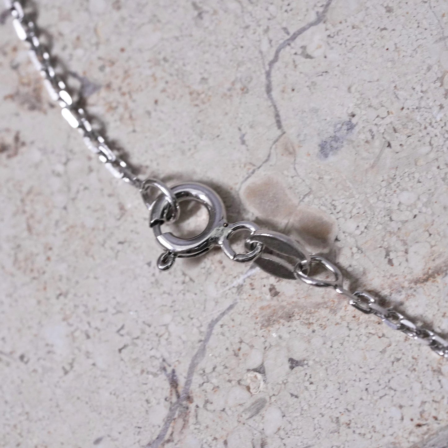 16", vintage Sterling silver necklace, 925 circle chain larimar bead pendant