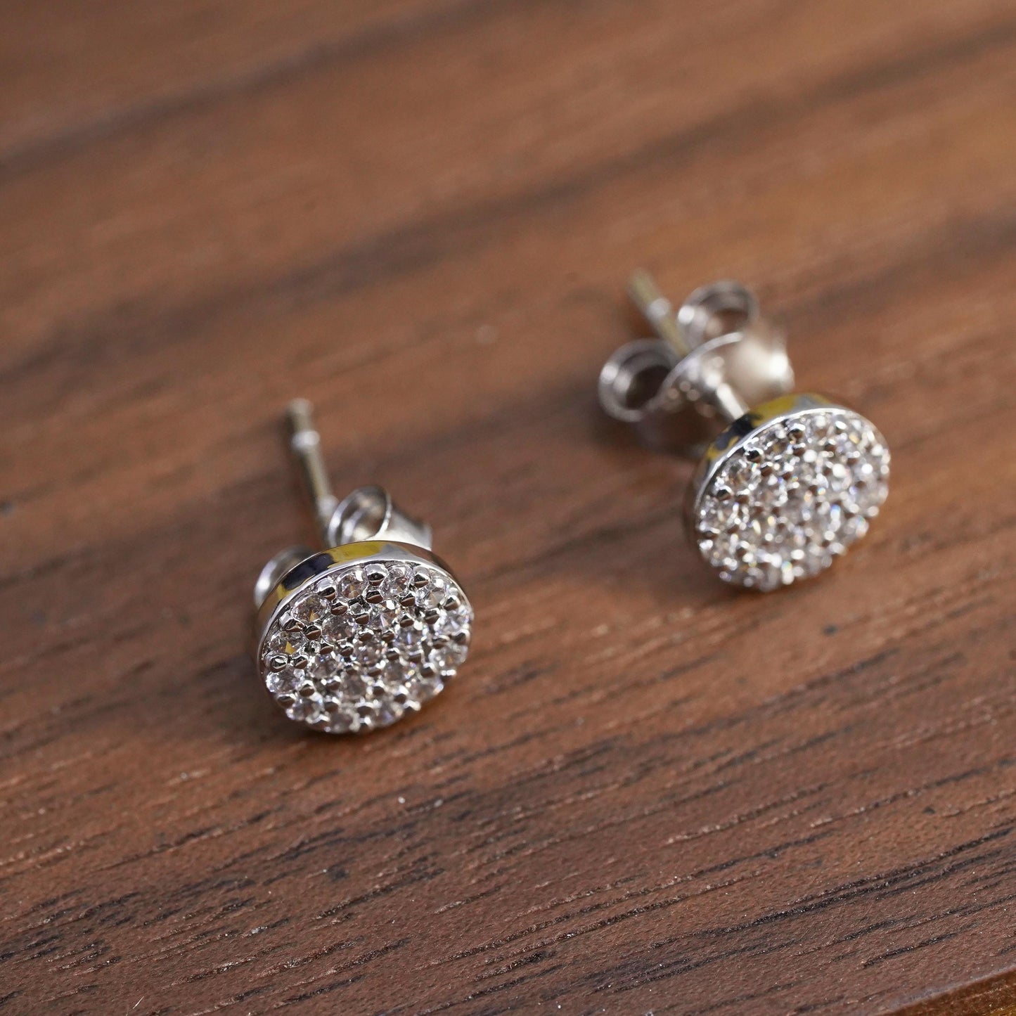 Vintage Sterling 925 silver cluster Cz studs, Swarovski earrings