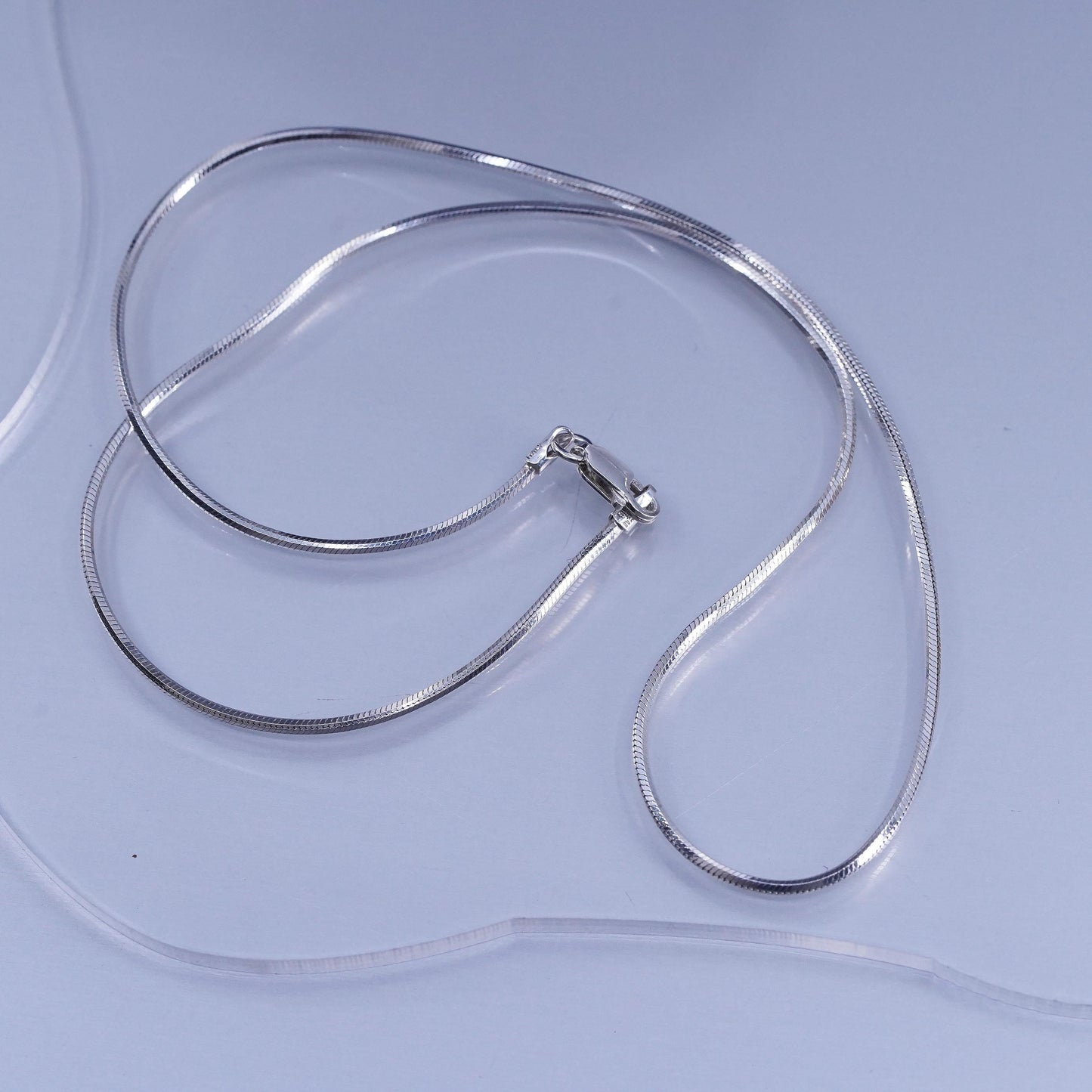 18” 1mm, vintage Italian Sterling 925 silver square snake chain necklace