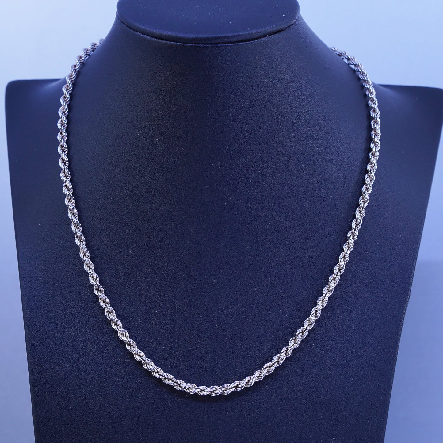 18” 4mm, vintage Sterling 925 silver bold French rope chain necklace