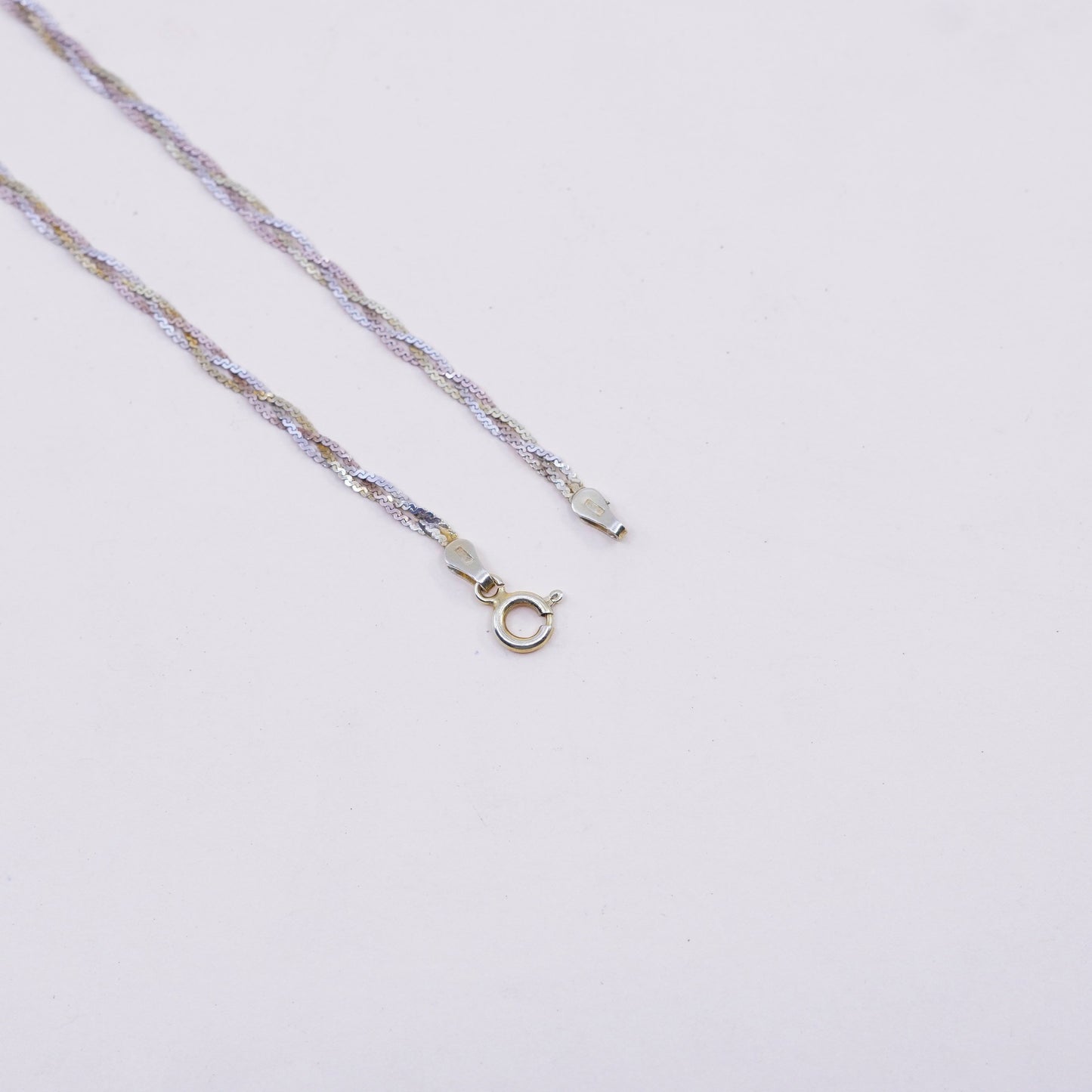 16”, Vintage vermeil gold sterling silver necklace, 925 woven braided s chain