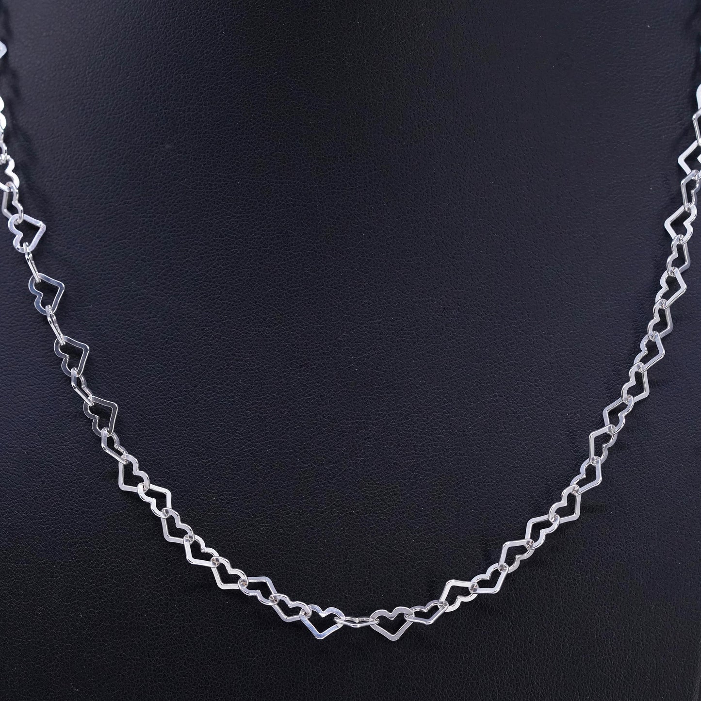 20" 6mm, vintage Milor Italian Sterling 925 silver heart chain necklace
