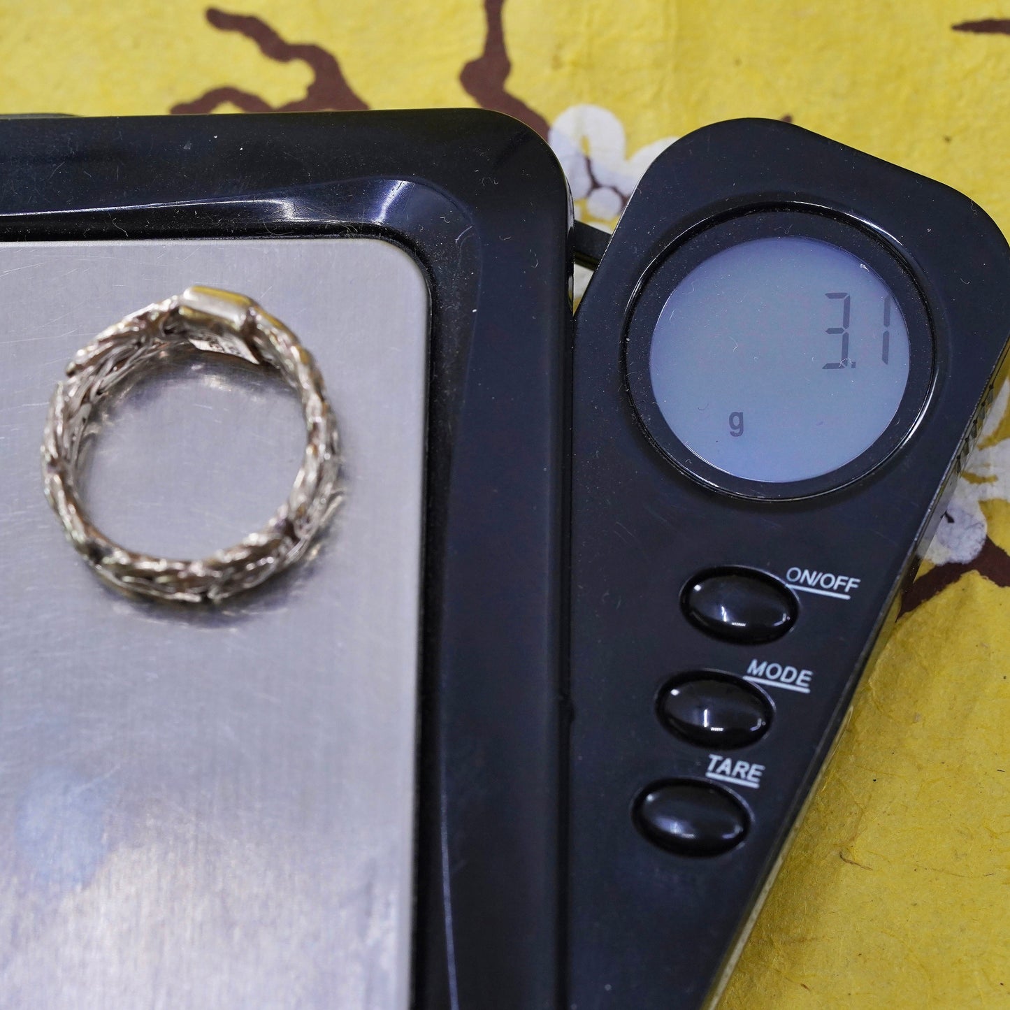 Size 7, Turkey vermeil gold Sterling silver ring, 925 birdcage Byzantine band