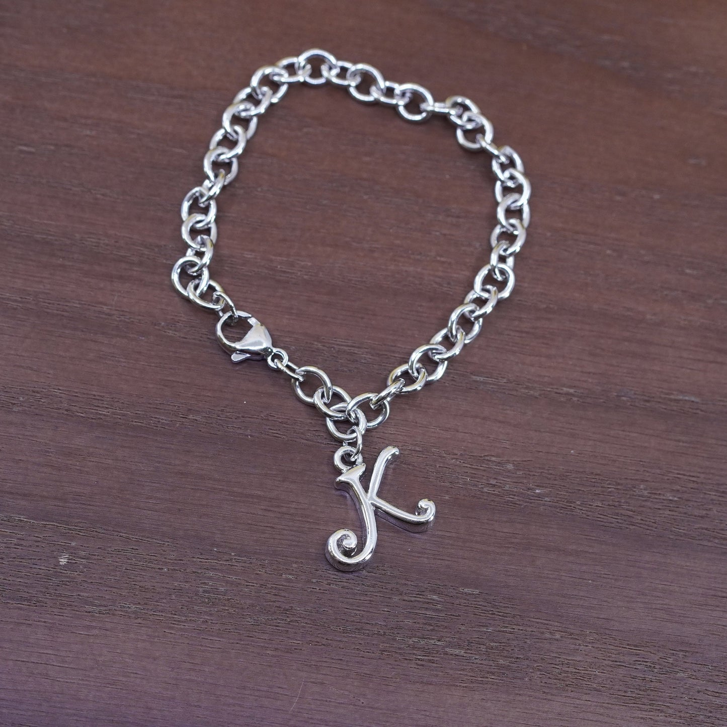 7” Prochain Sterling silver handmade charm bracelet, 925 bold circle link chain