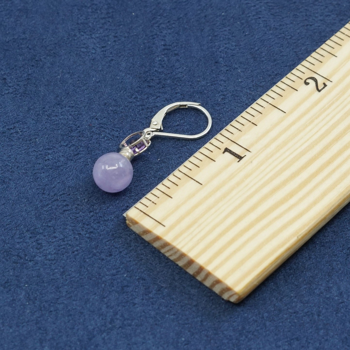 vtg sterling silver handmade earrings, 925 w/ bead amethyst dangles