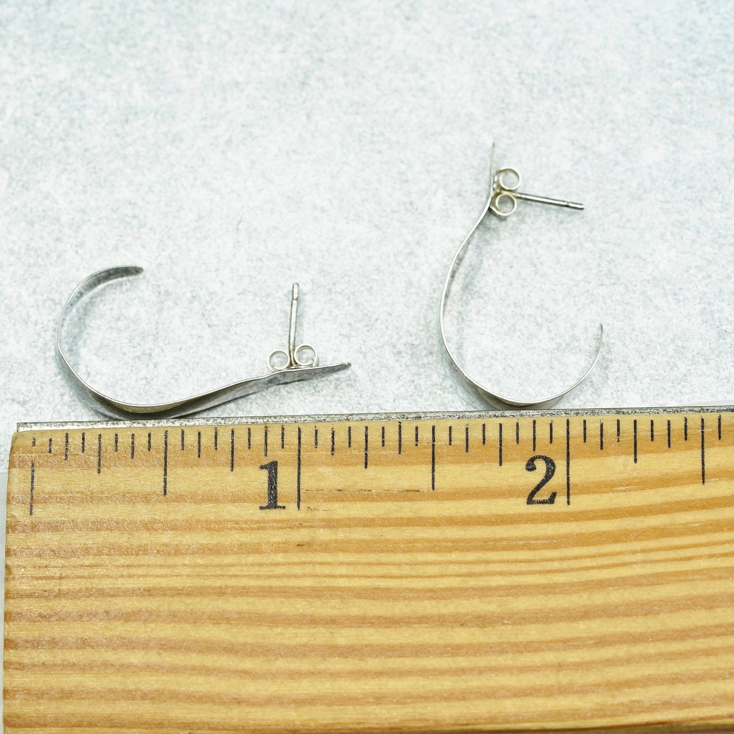 1”, vintage Sterling silver handmade earrings, 925 simple Huggie studs