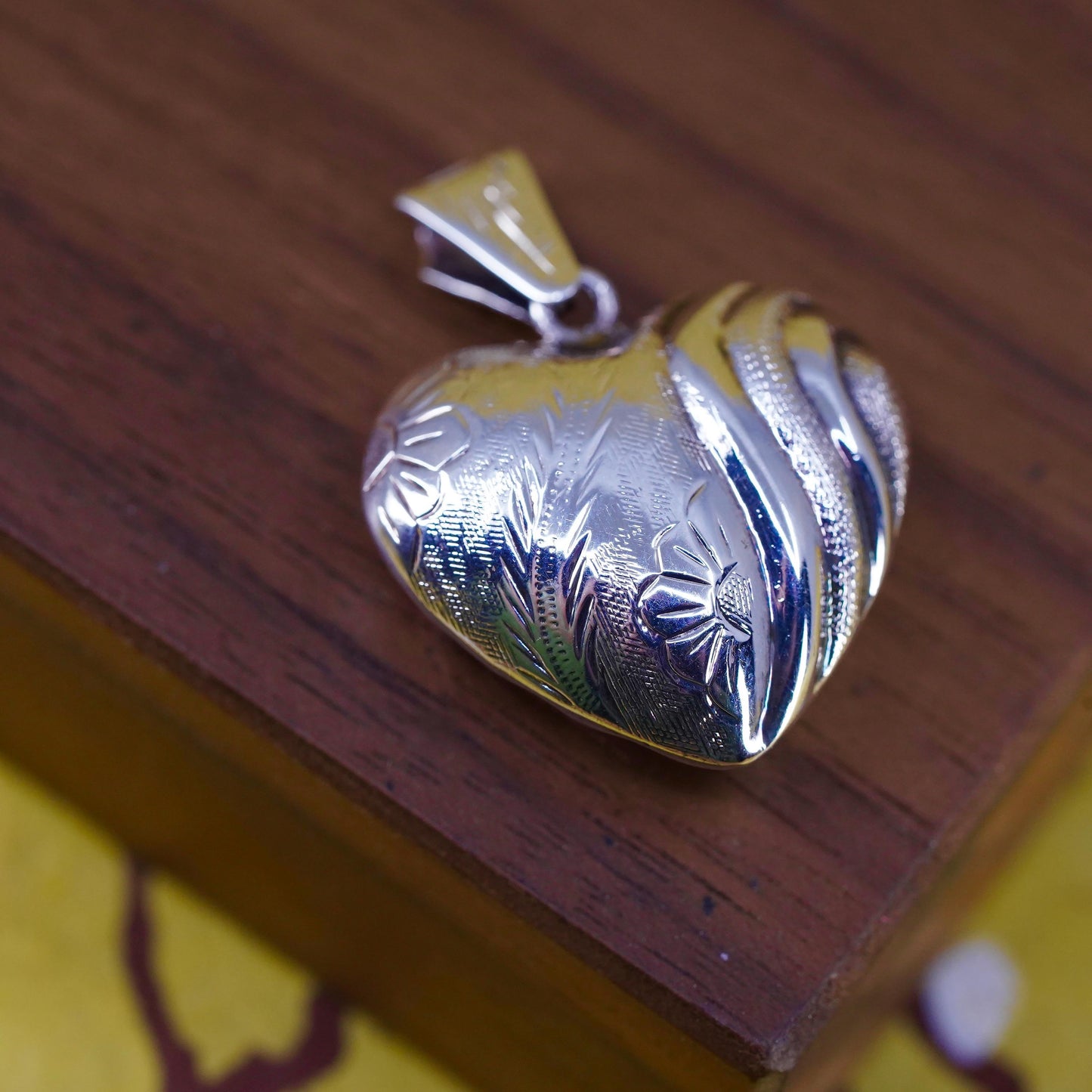 Vintage Sterling silver handmade pendant, puffy 925 textured heart
