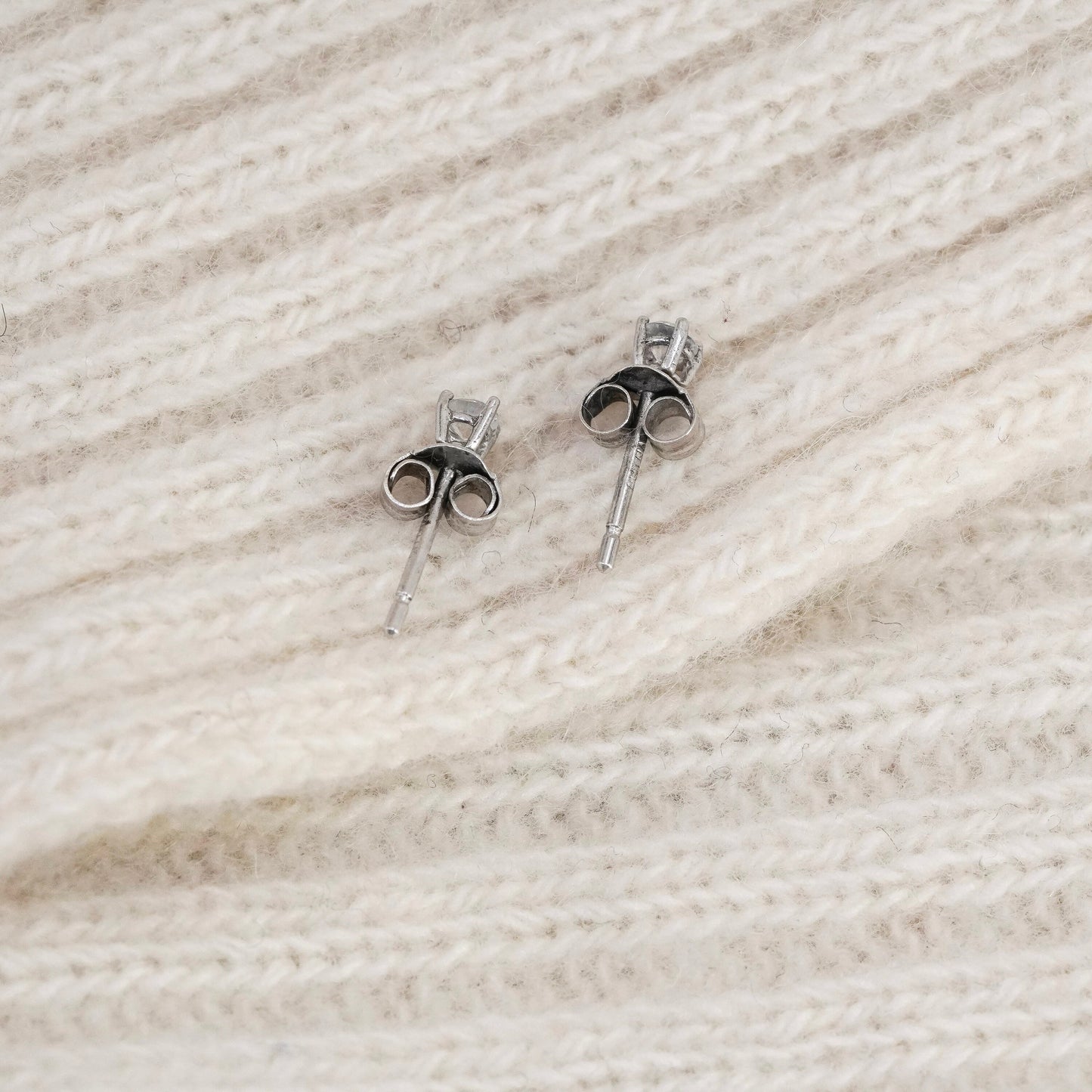 3mm, Vintage sterling 925 silver cz studs, minimalist earrings