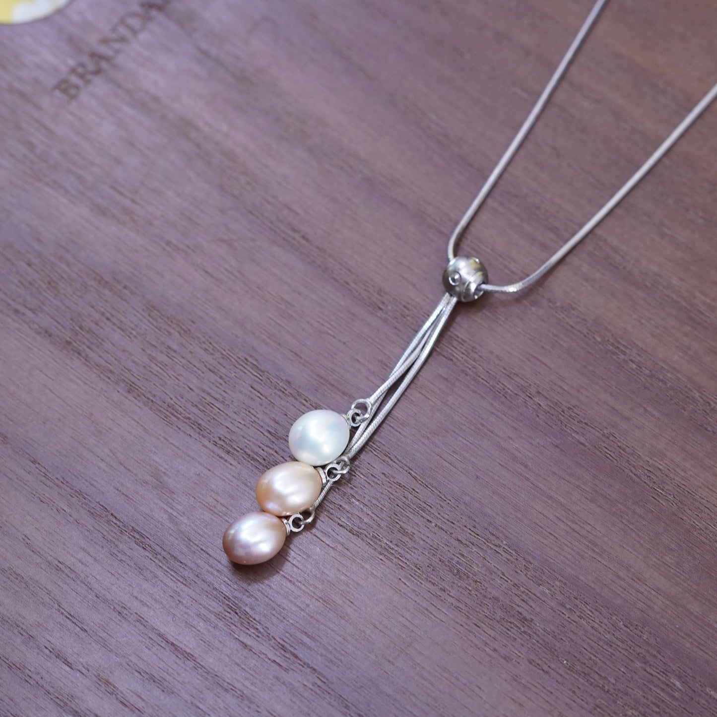 16+2”, sterling 925 silver handmade snake chain necklace with pearl pendant
