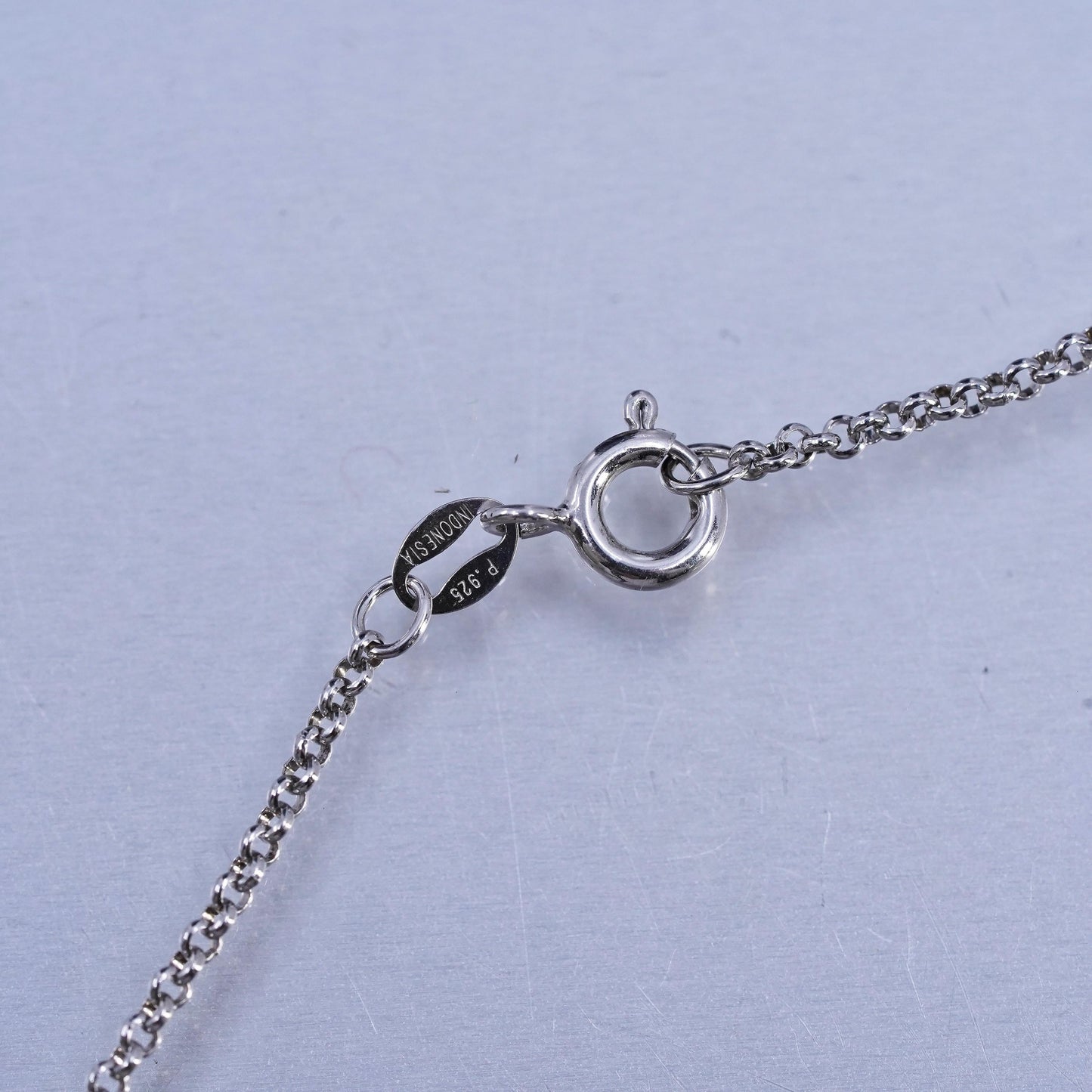 18", Italian Sterling 925 silver necklace with 2.25” teardrop amethyst pendant