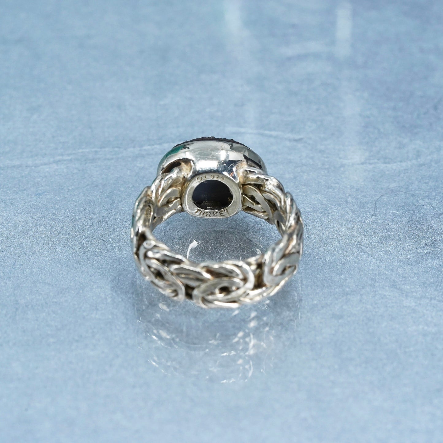 Size 6.5, vermeil gold Sterling 925 silver birdcage Byzantine ring glittering