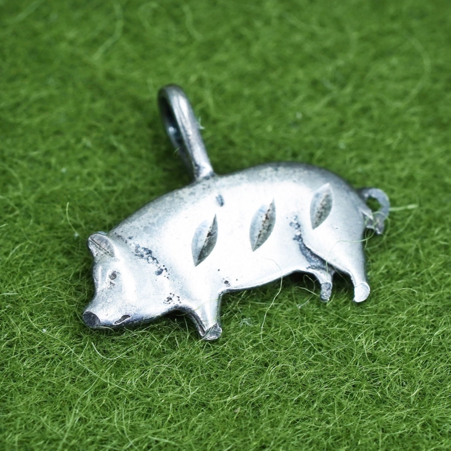 Vintage sterling silver handmade pendant, 925 pig
