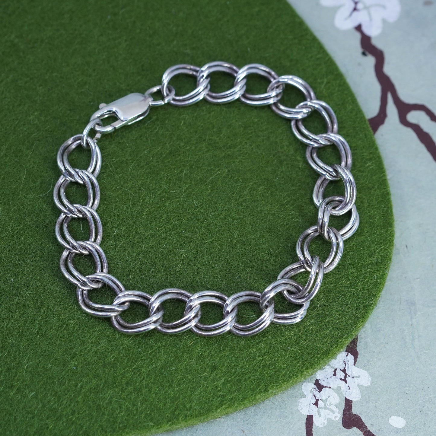 7” 10mm, Vintage Prochain sterling silver bracelet, 925 double curb chain