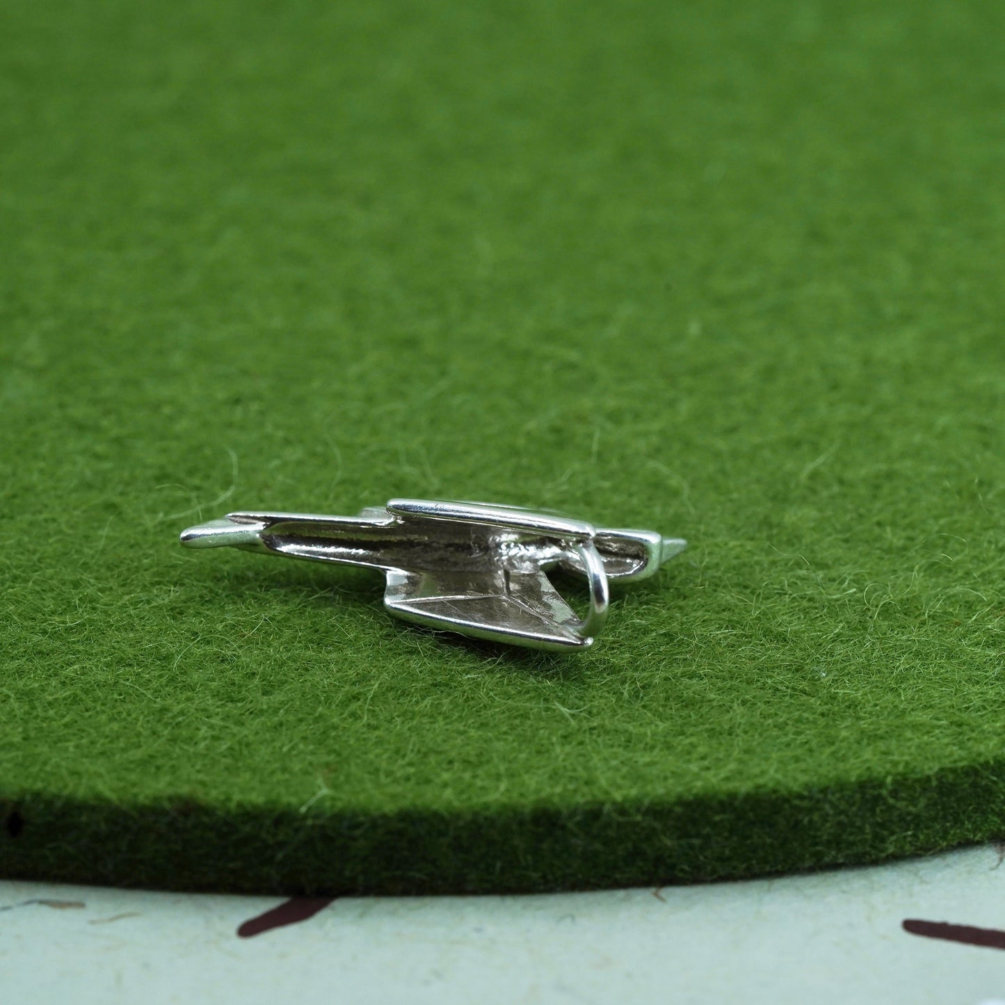 Vintage sterling silver handmade pendant, Modern 925 origami crane