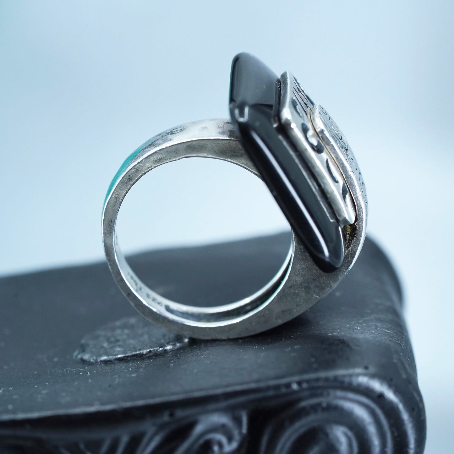 size 6, SILPADA 925 Sterling Silver Black Agate Blacktop Swirl Ring Swirl R2390