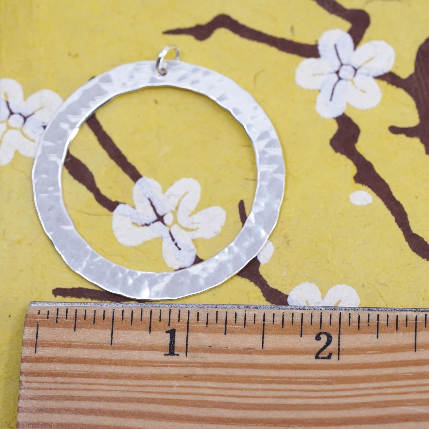 Vintage Sterling silver handmade pendant, 925 hammered circle charm