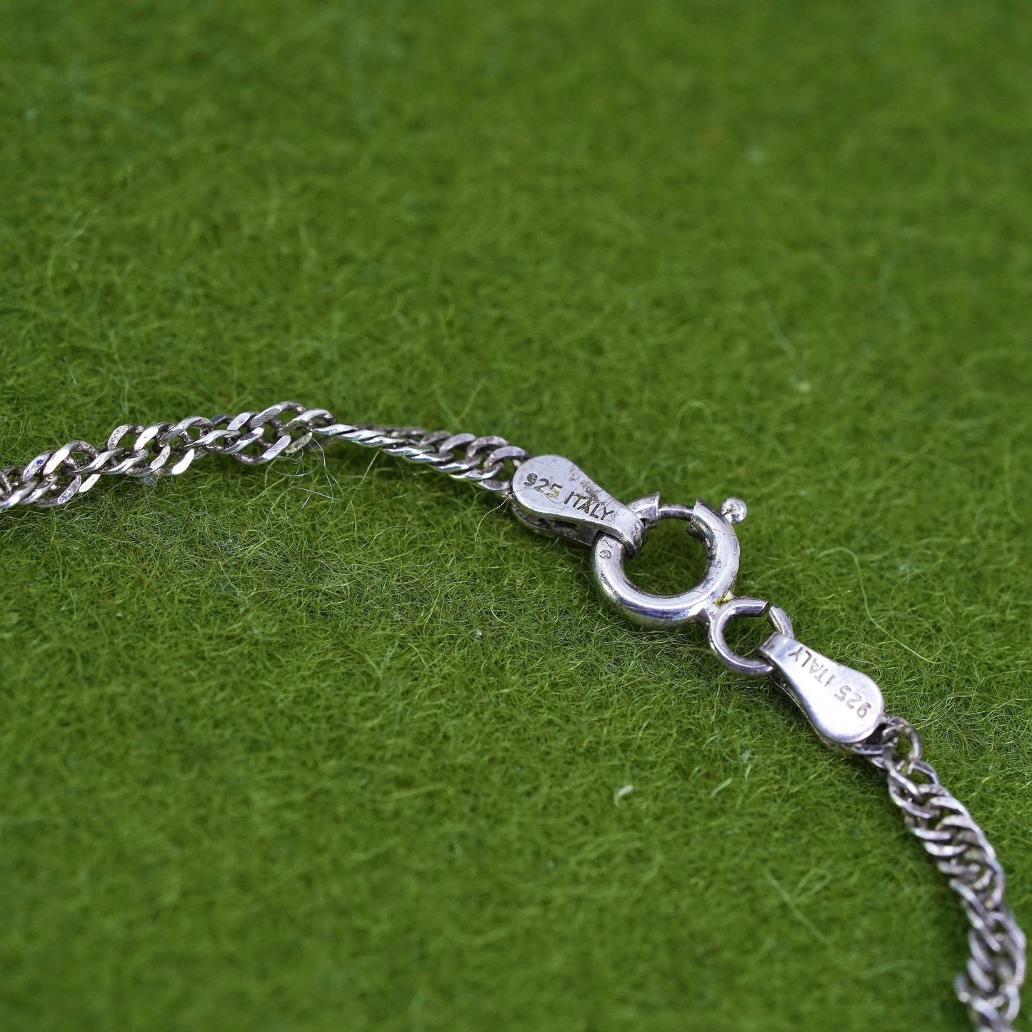 7.25”, 3mm, Vintage Milor sterling silver bracelet, twisted curb link bracelet