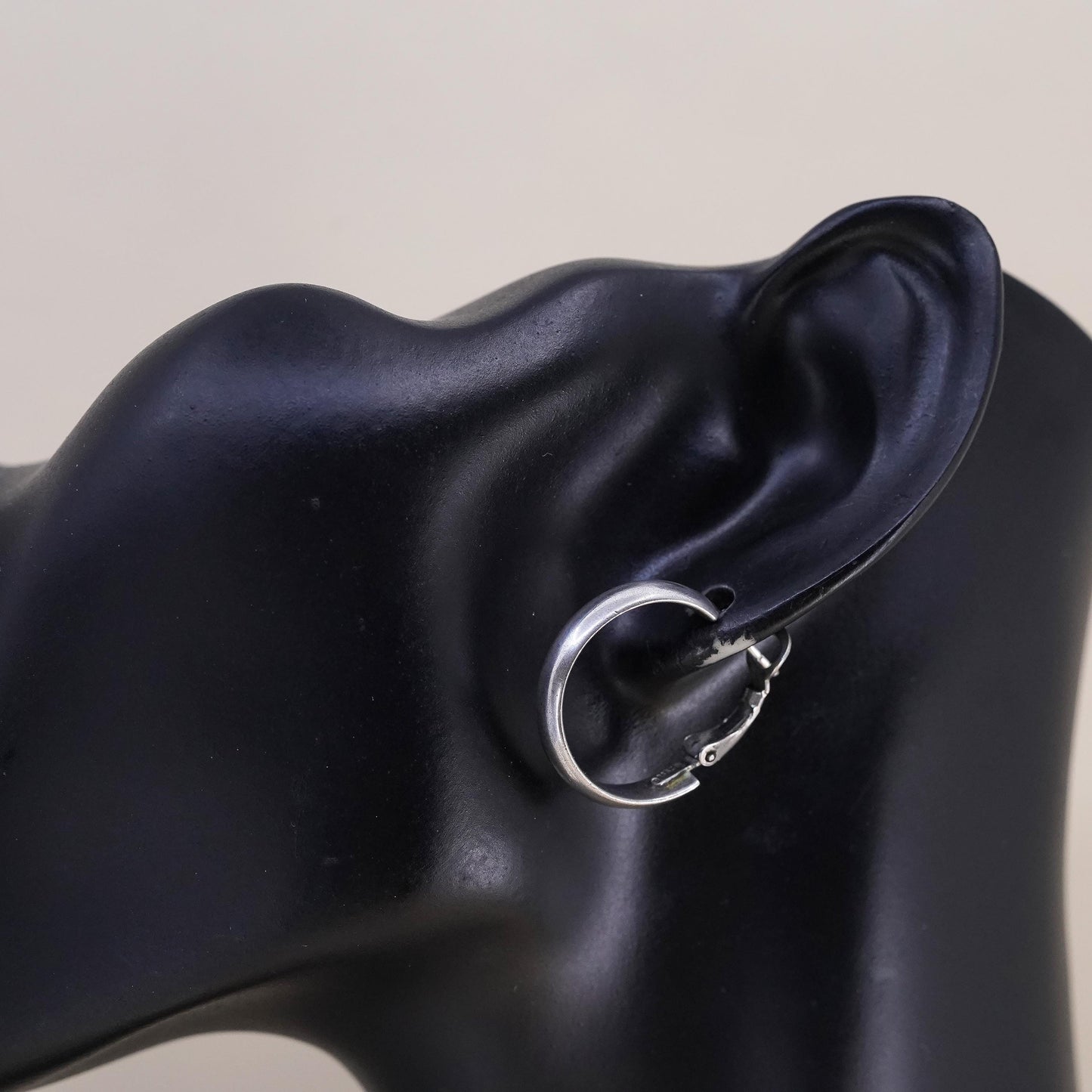 1" Vintage sterling silver bold loop earrings, primitive hoops