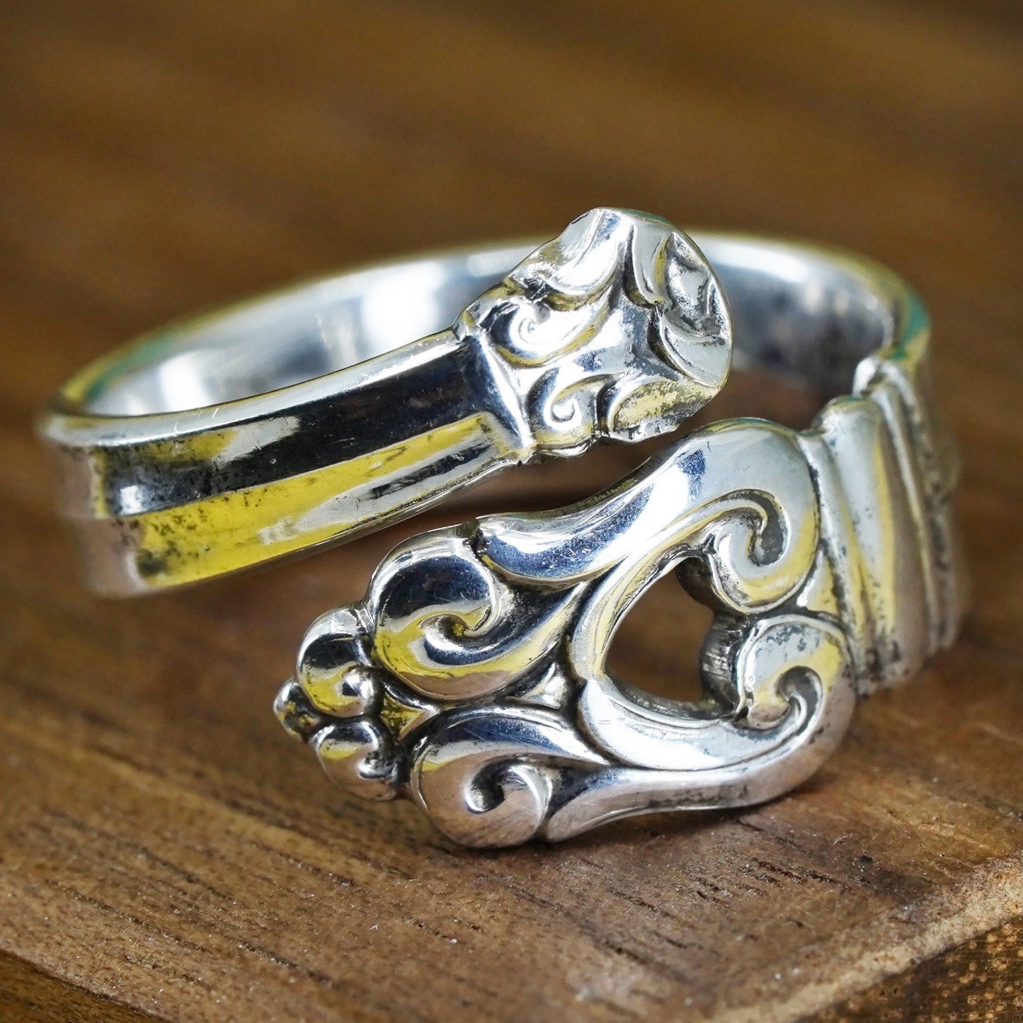 Size 6, vintage USA Sterling silver handmade wrap band, 925 spoon ring