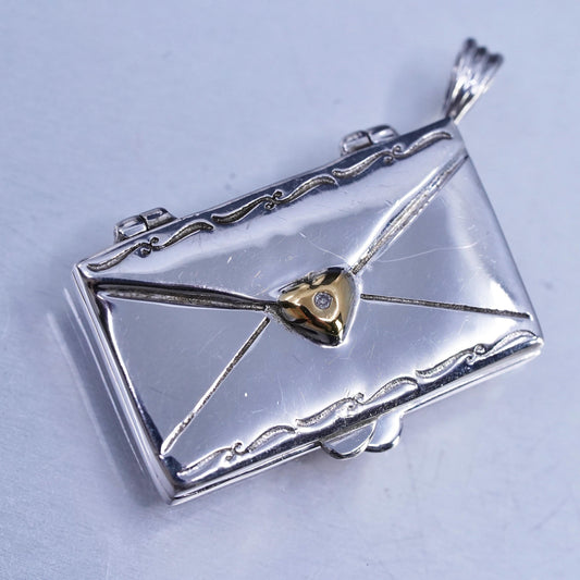 Bradford Exchange 925 Sterling Silver Letter Of Love Locket pendant gold heart