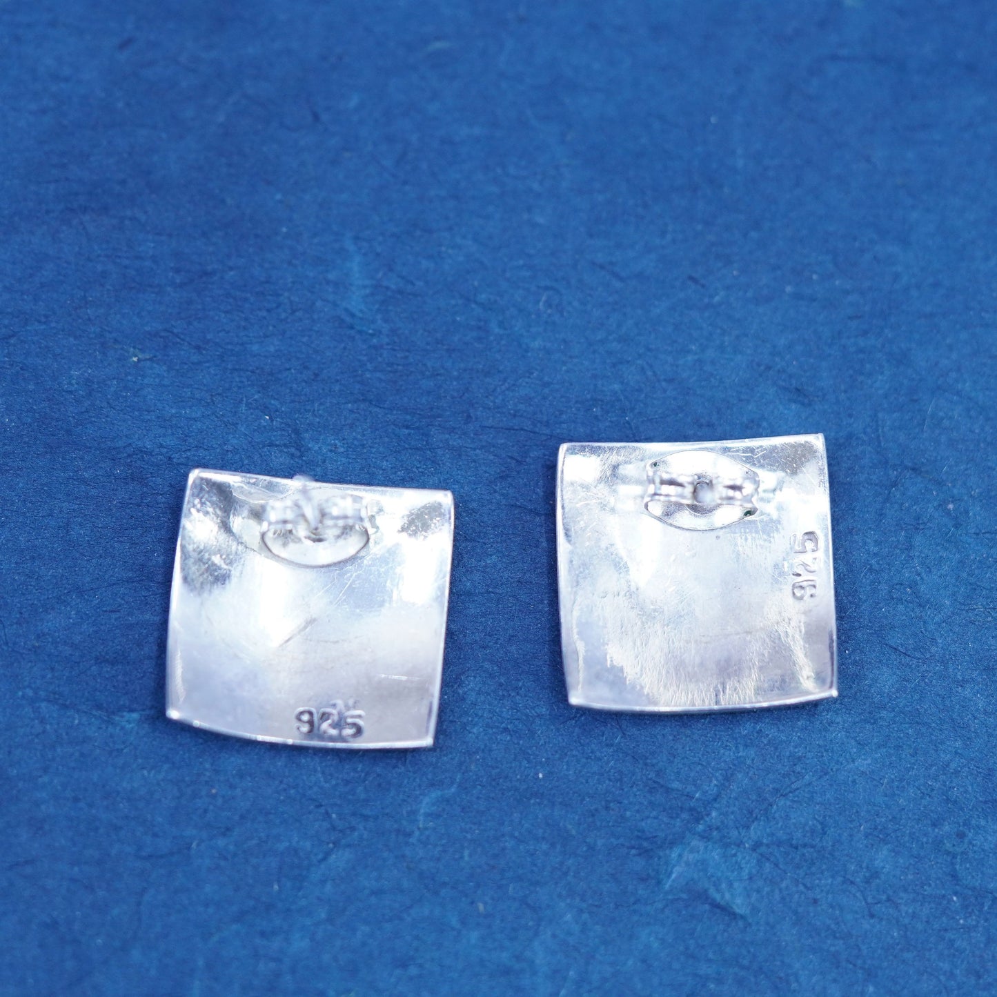 vintage Sterling silver handmade earrings, 925 square studs