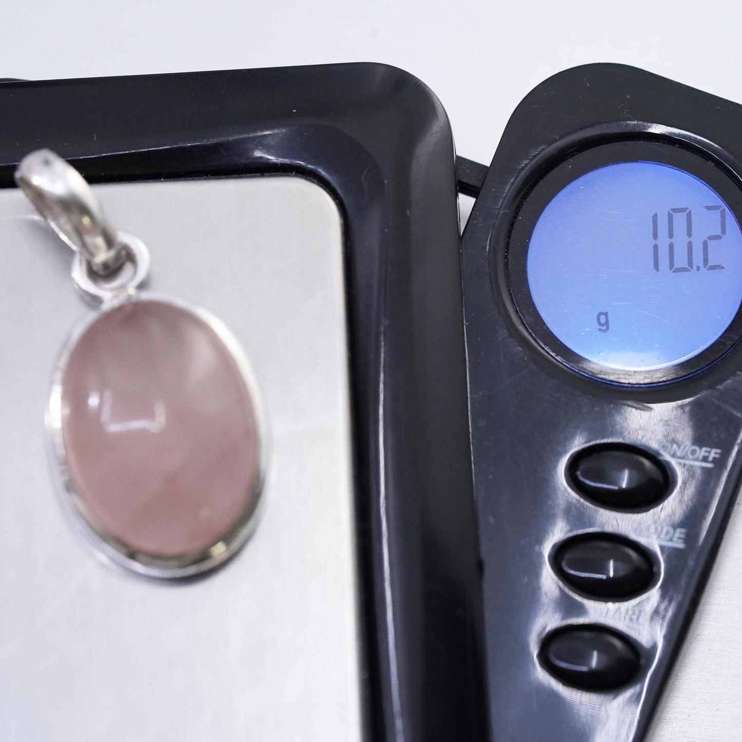 Vintage designer Sajen sterling silver 925 handmade pendant rose pink Quartz