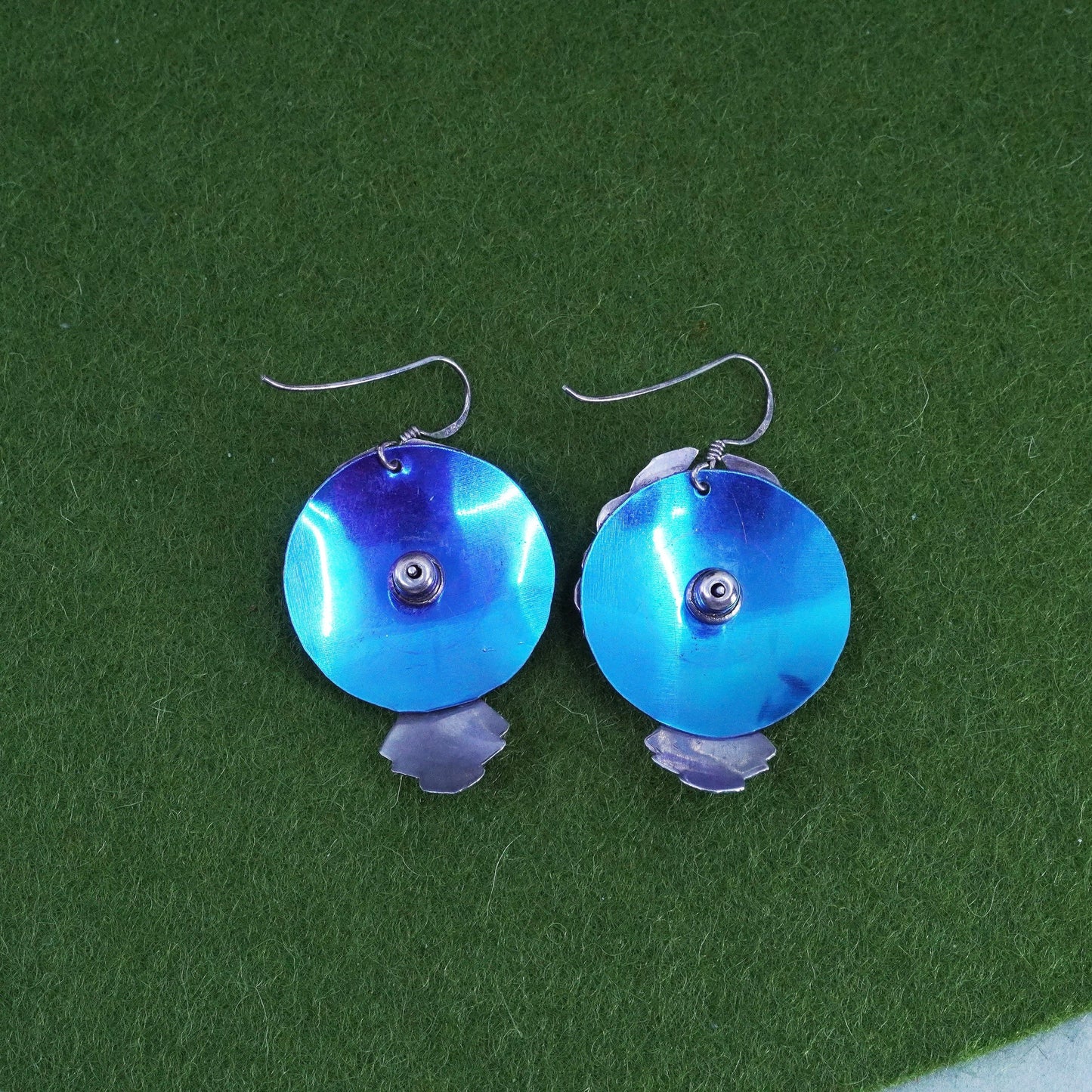 southwestern sterling silver handmade earrings, 925 thunderbird studs drops