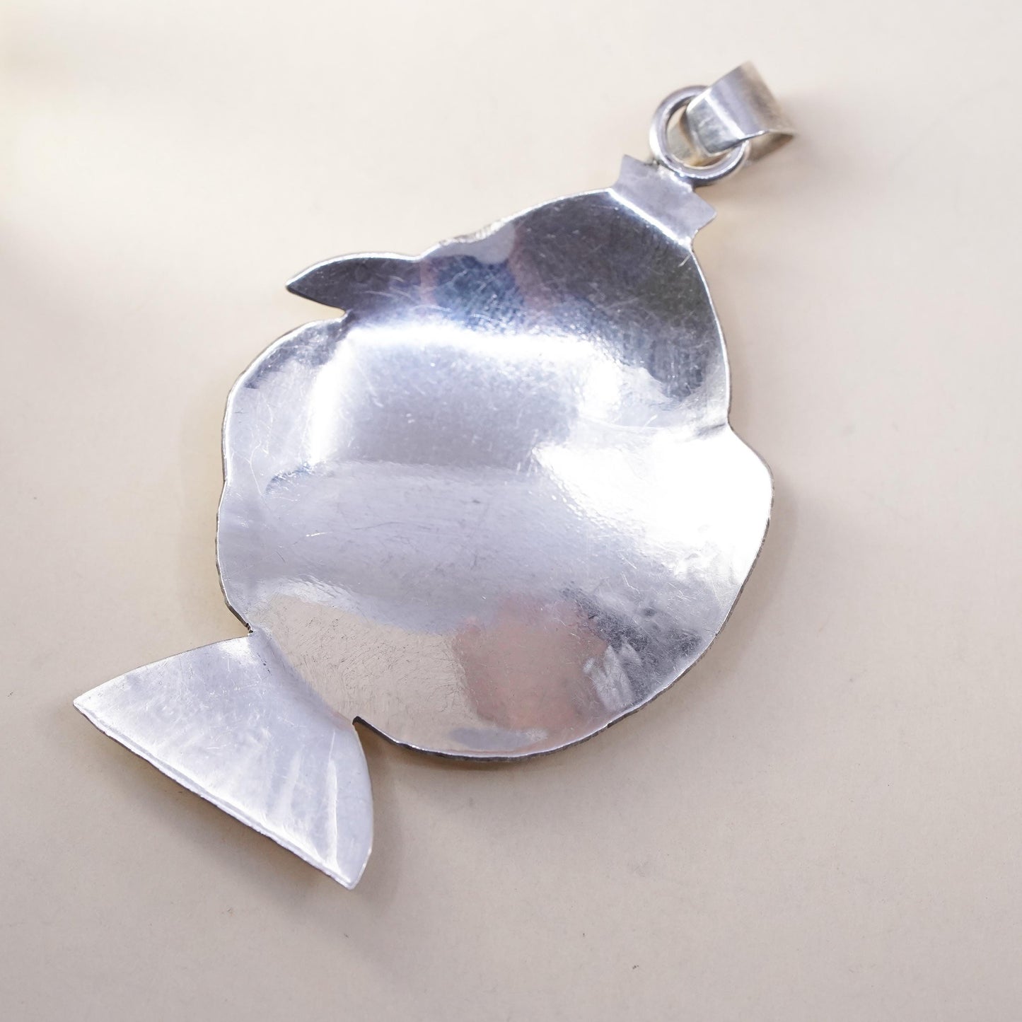Vintage Mexican sterling silver handmade pendant, 925 fish charm