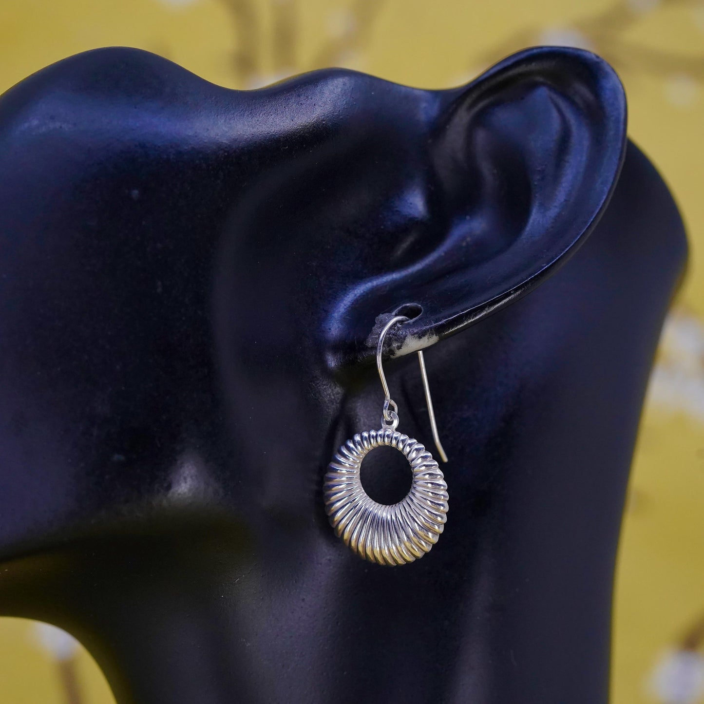 Vintage sterling silver handmade earrings, 925 shell dangles