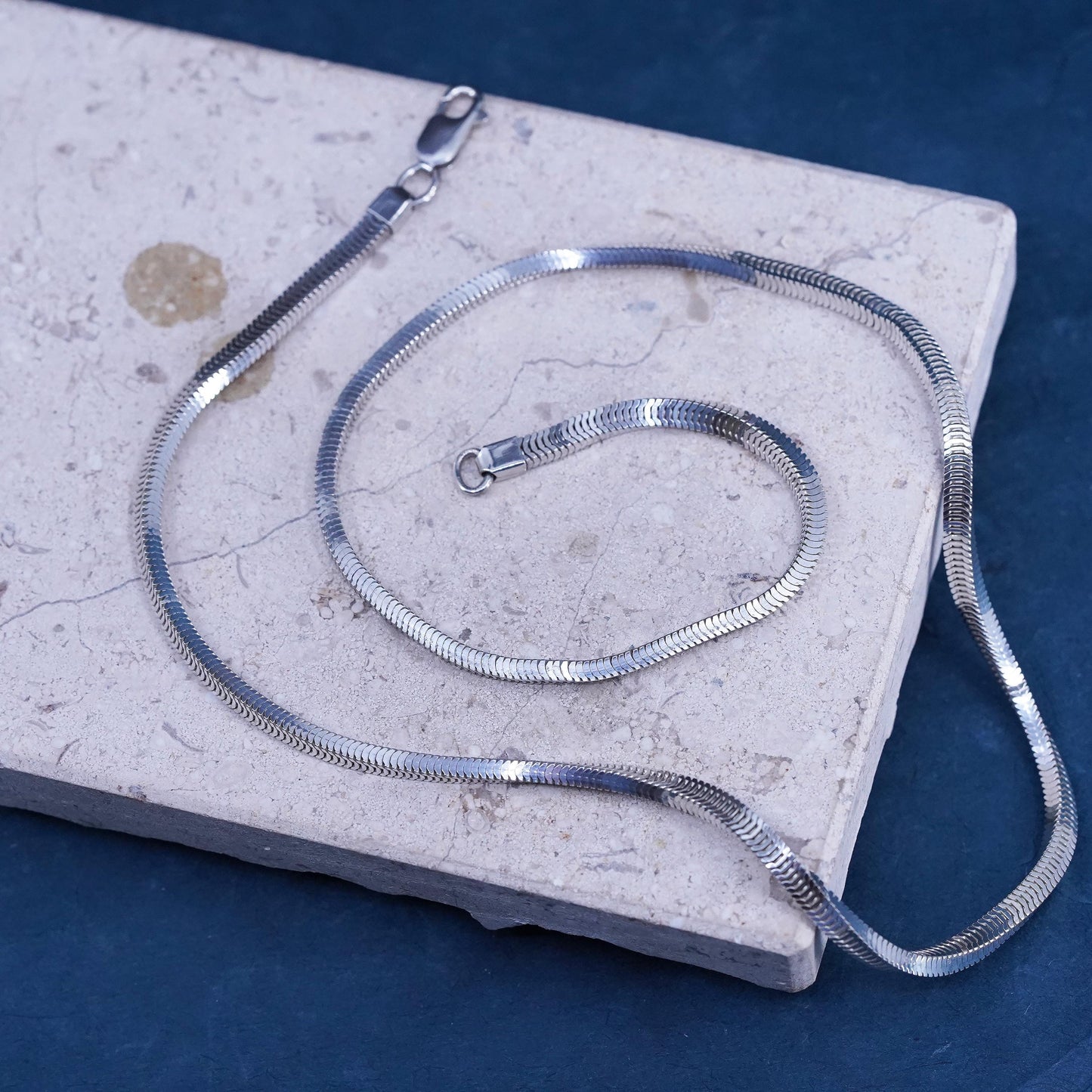 20” 3mm, vintage Prochain Sterling silver necklace, bold 925 Square snake chain