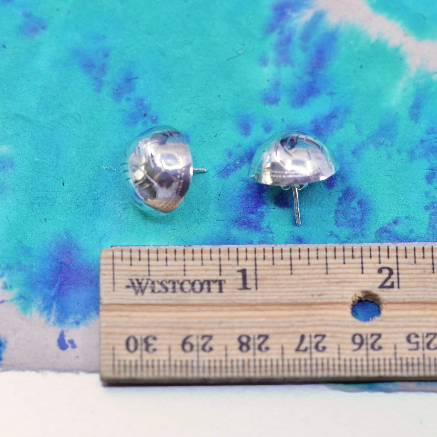 Vintage Sterling silver handmade earrings, 925 textured studs