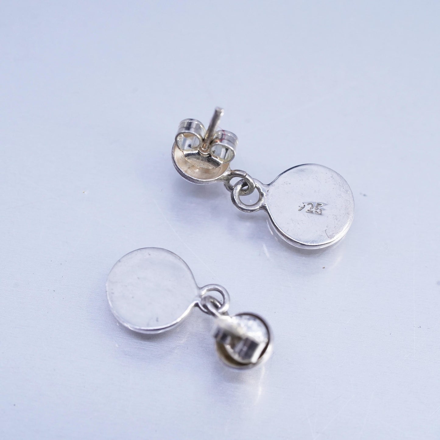 Vintage Mexican Sterling 925 silver handmade letter monogram NMS earrings