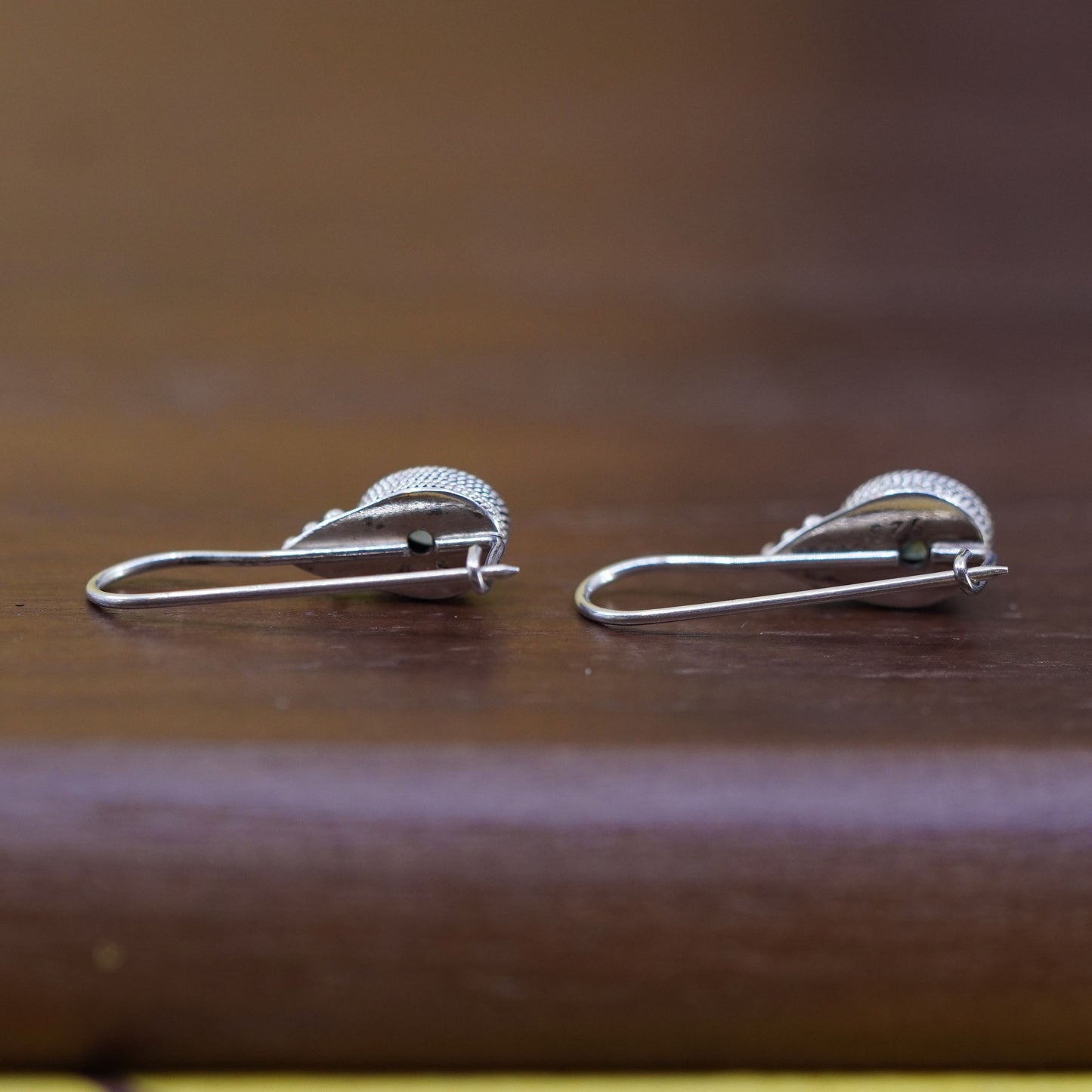 Vintage Sterling 925 silver handmade earrings with oval blue topaz