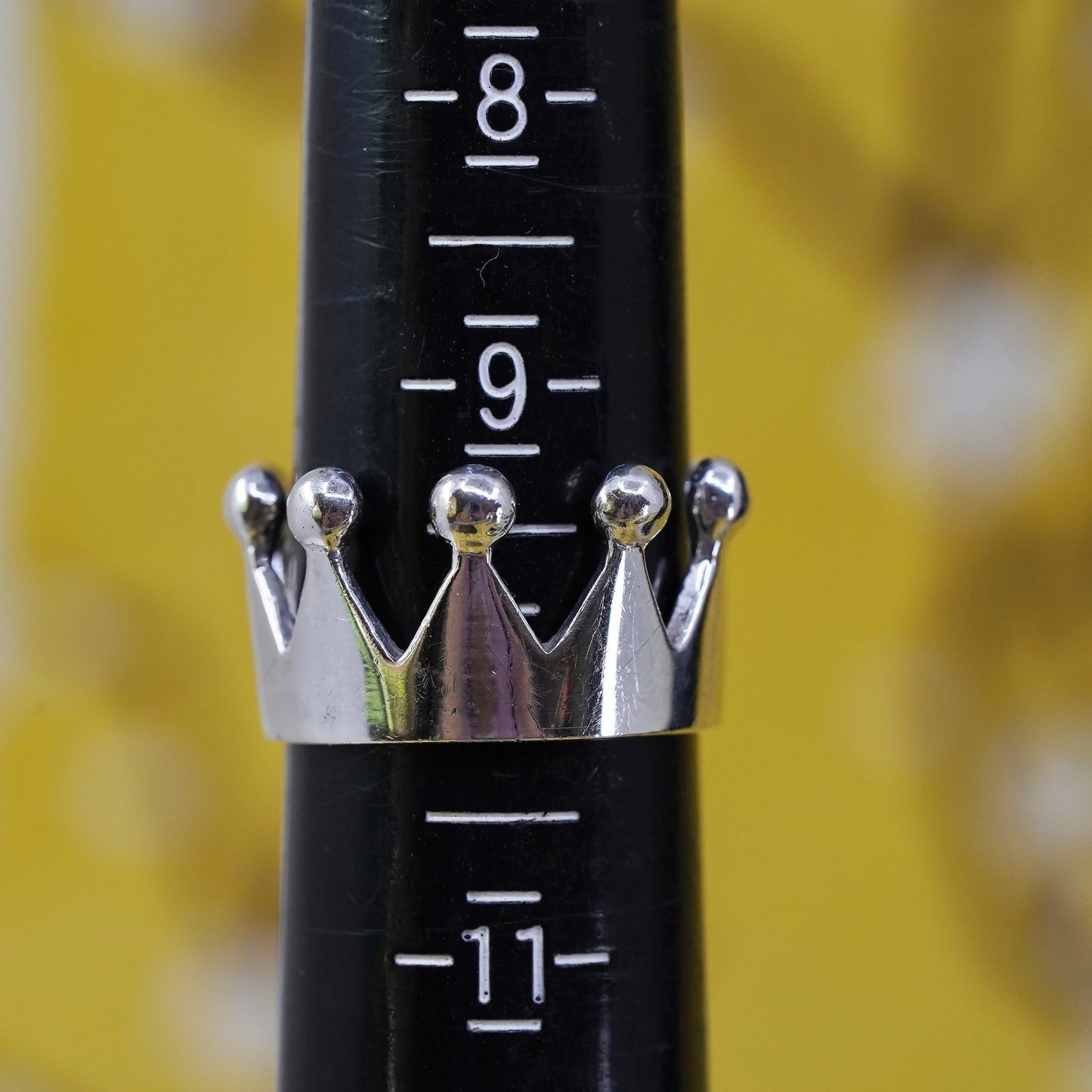 Size 9.5, Vintage Mexican Sterling 925 silver handmade crown Ring