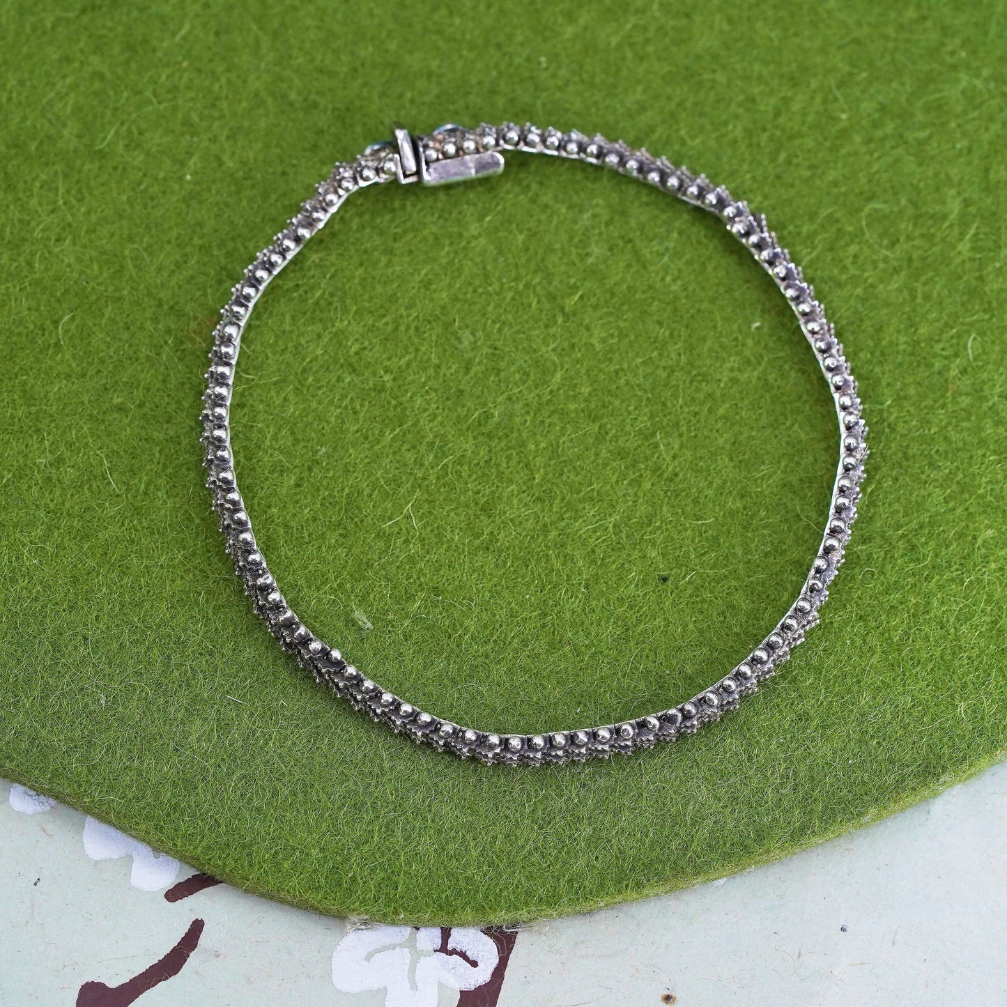 7” 5mm, sterling silver handmade bracelet, charm bracelet, 925 wheat link chain