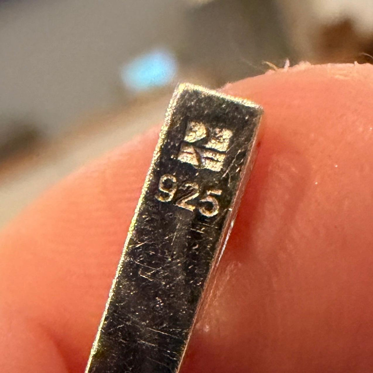 Vintage 3D sterling 925 silver 3D bar tourmaline pendant engraved name Claire