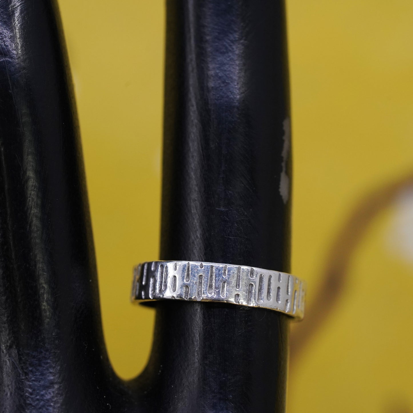 Size 6, vintage Sterling silver handmade ring, 925 beaded band
