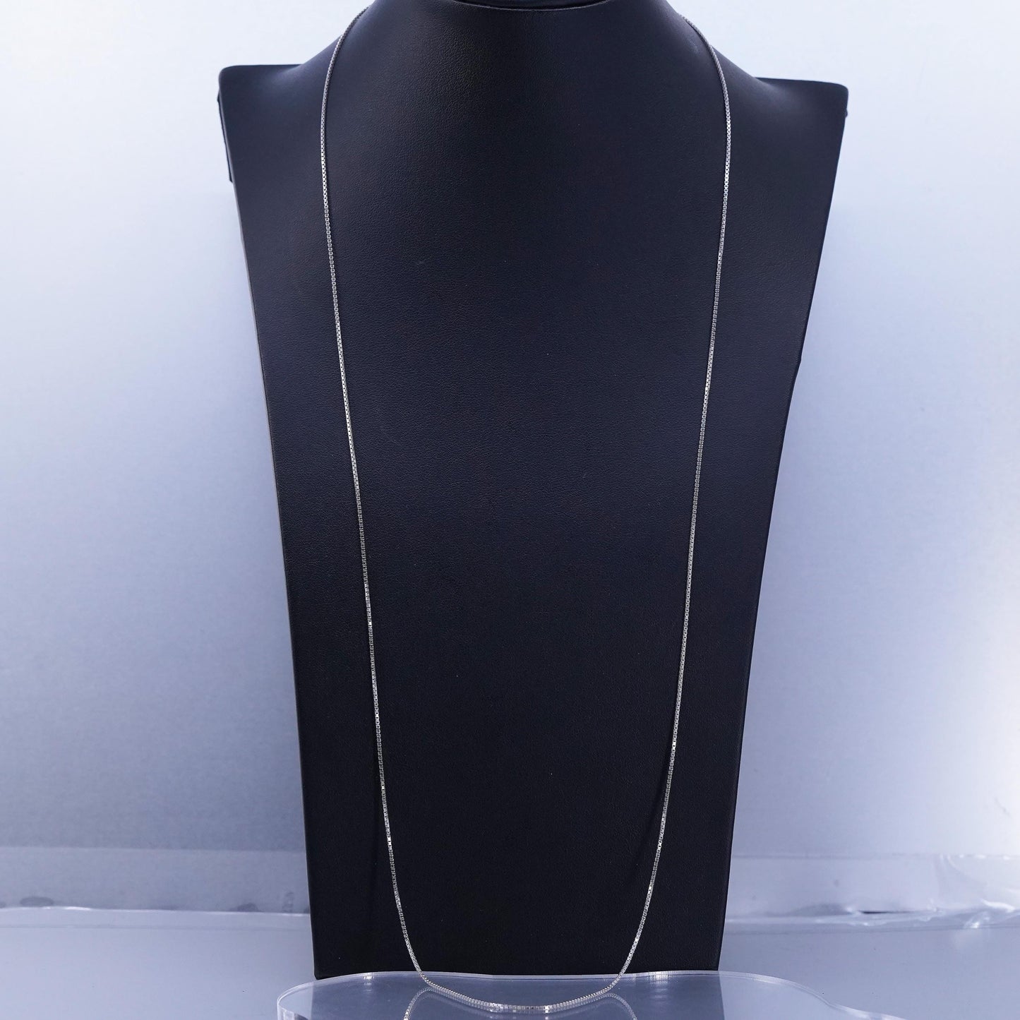 30” 1mm, vintage Italy Sterling 925 silver box chain necklace