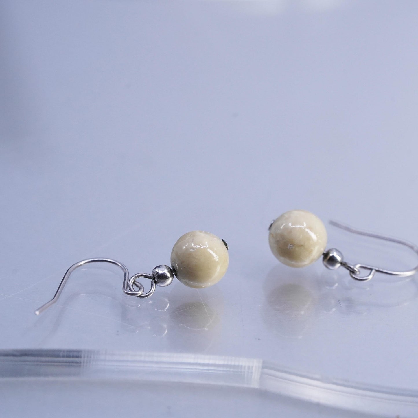 Amazing handmade Sterling Silver earrings, 925 Oval Obsidian N Beads